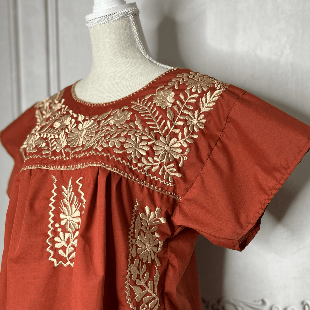 Puebla Burnt Orange Embroidered Blouse Puebla Burnt Orange Embroidered Blouse