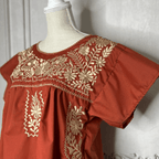 Puebla Burnt Orange Embroidered Blouse Puebla Burnt Orange Embroidered Blouse