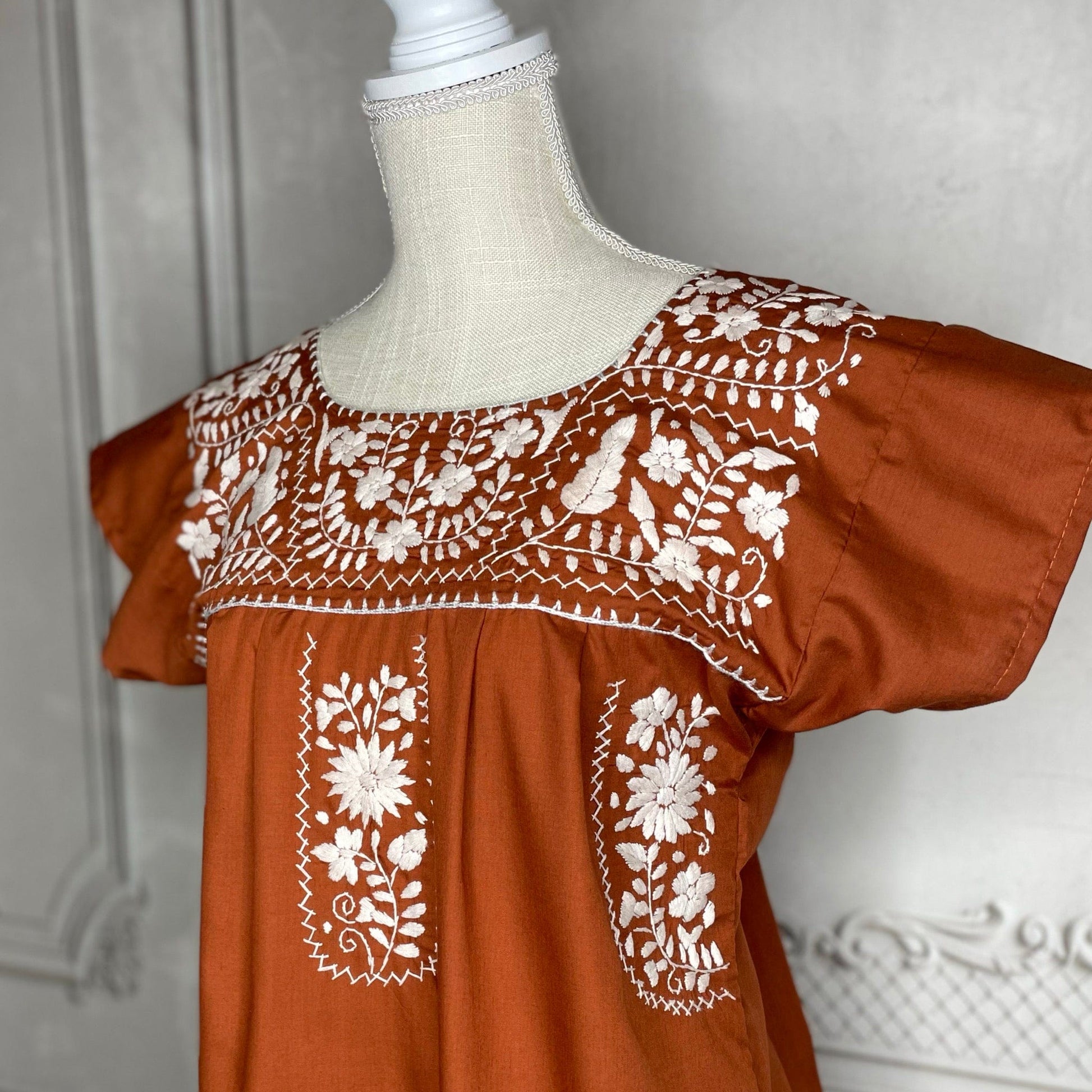 Puebla Dress for Women - Midi Length Burnt Orange