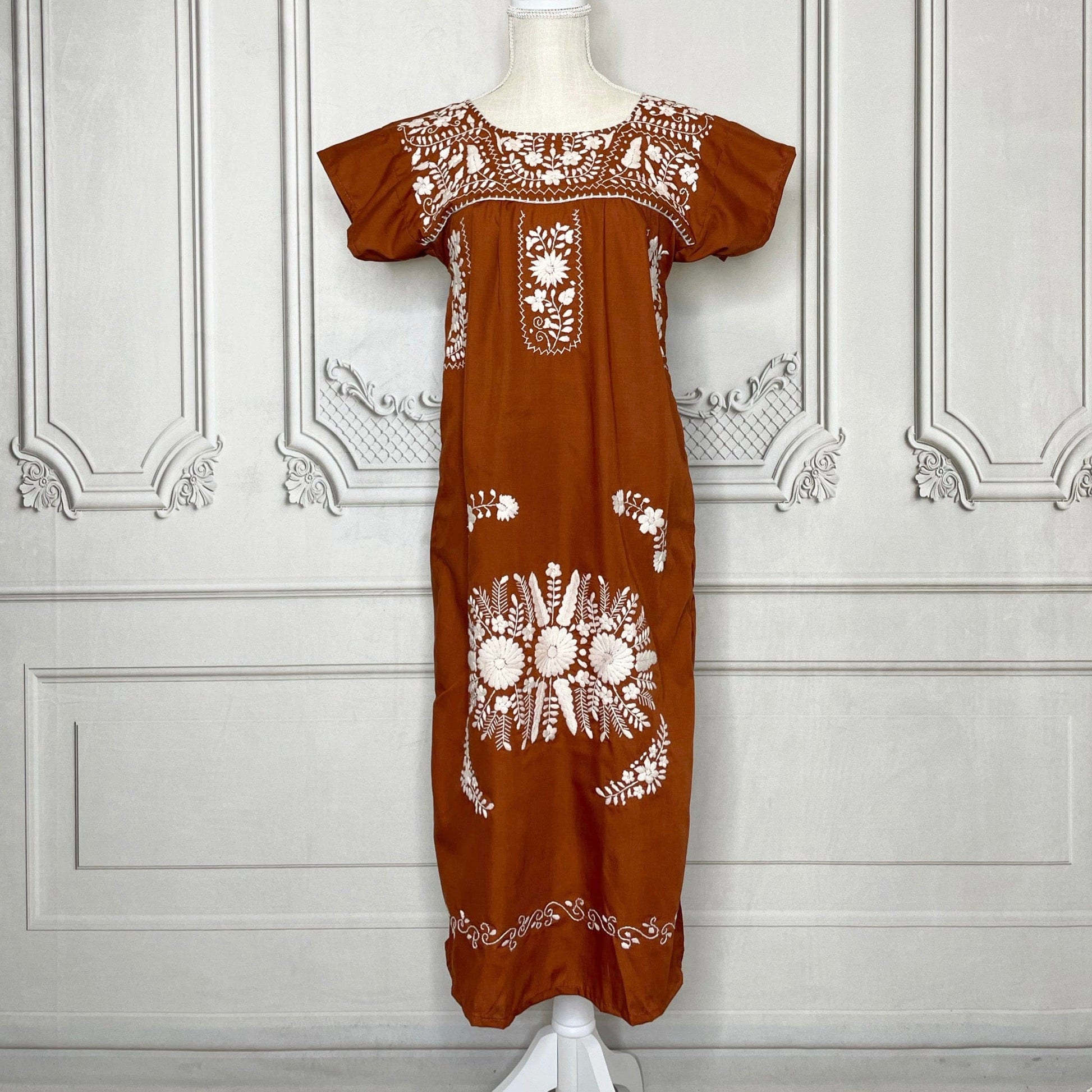 Puebla Dress for Women - Midi Length Burnt Orange