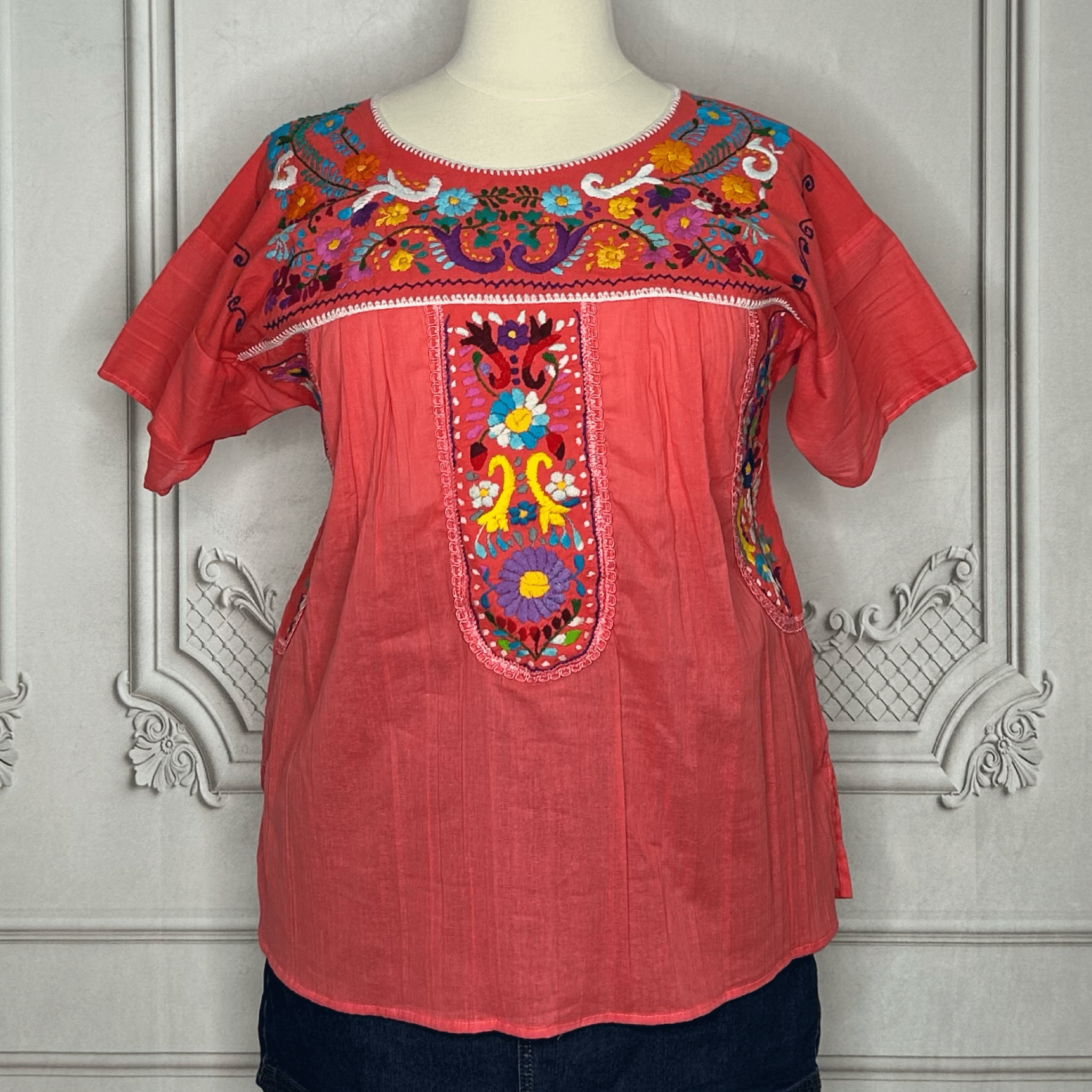 Puebla Embroidered Gauze Blouse Puebla Embroidered Gauze Blouse