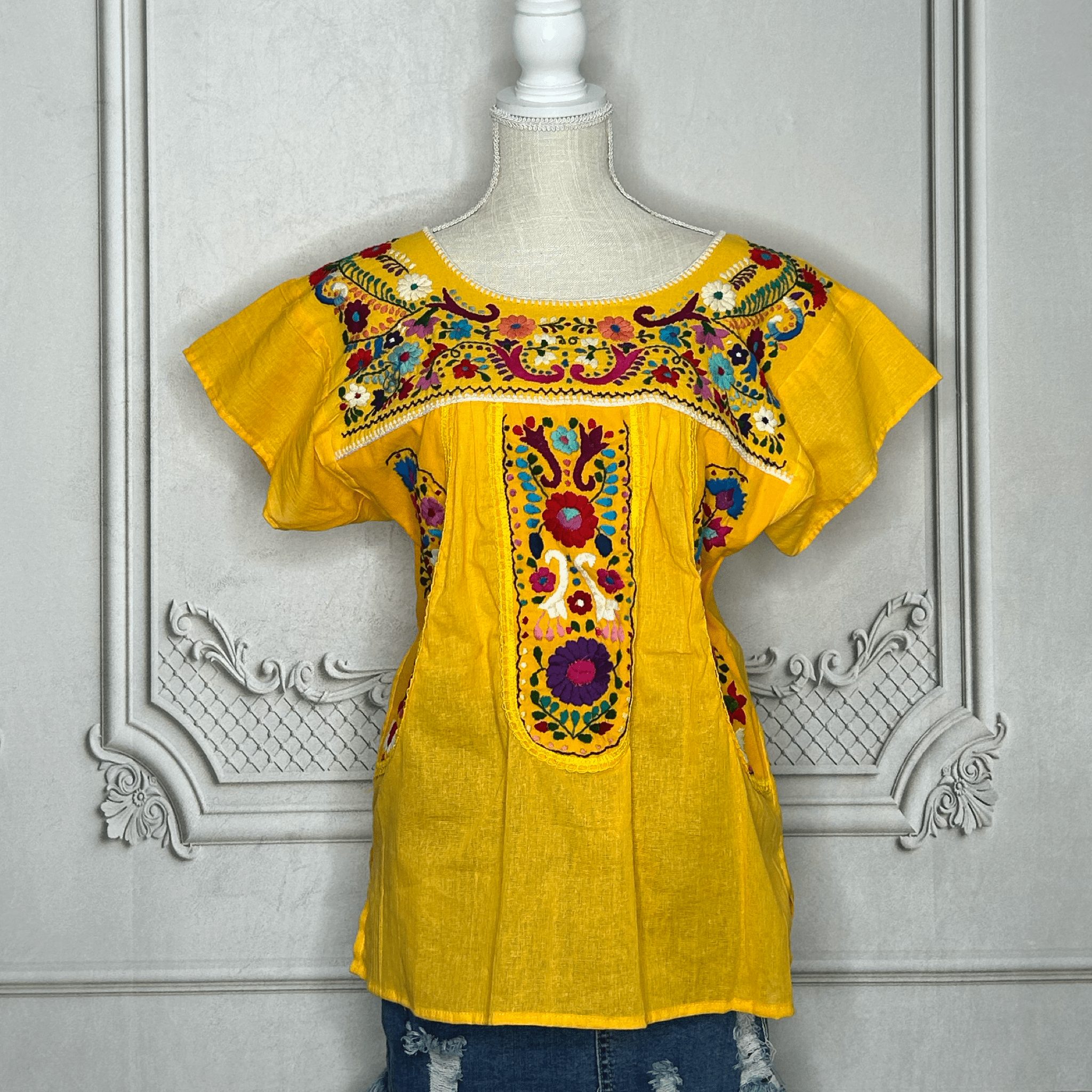 Puebla Embroidered Gauze Blouse Puebla Embroidered Gauze Blouse