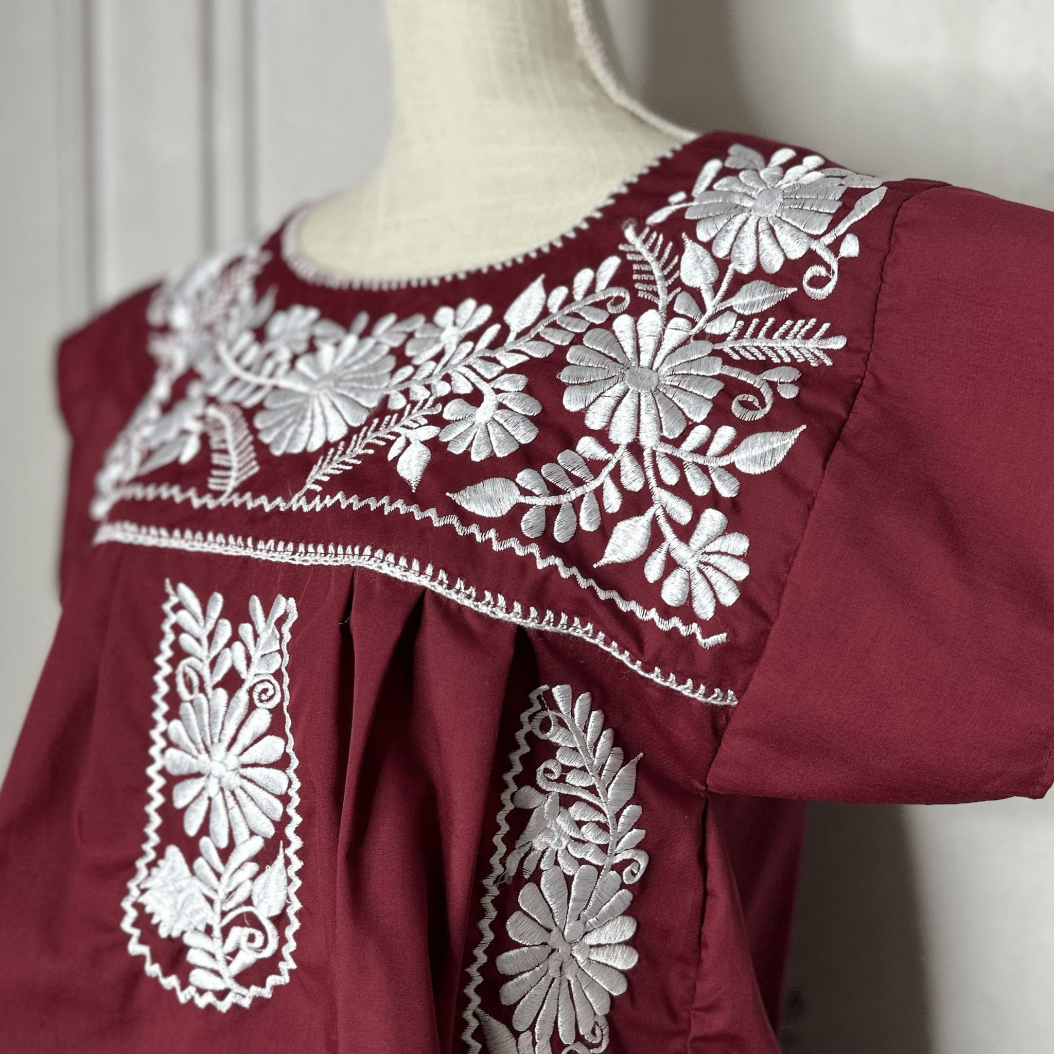 Puebla Maroon Embroidered Blouse Puebla Maroon Embroidered Blouse