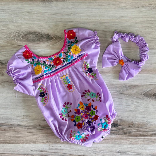 Puebla Mexican Baby Onesie - Hand Embroidered Puebla Mexican Baby Onesie - Hand Embroidered