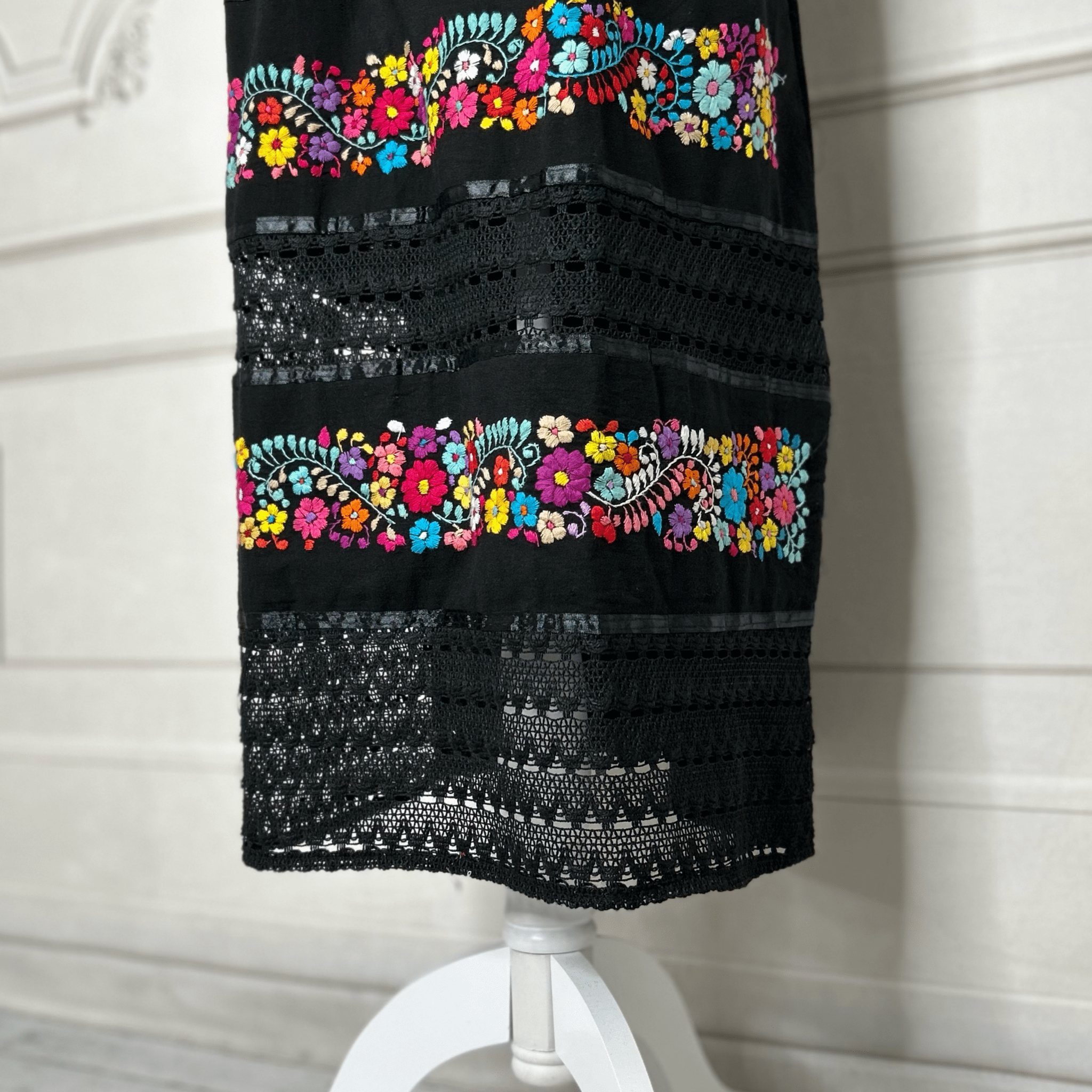 Puebla Mexican Double Laced  Midi Dress Dress - Multi Puebla Mexican Double Laced  Midi Dress Dress - Multi