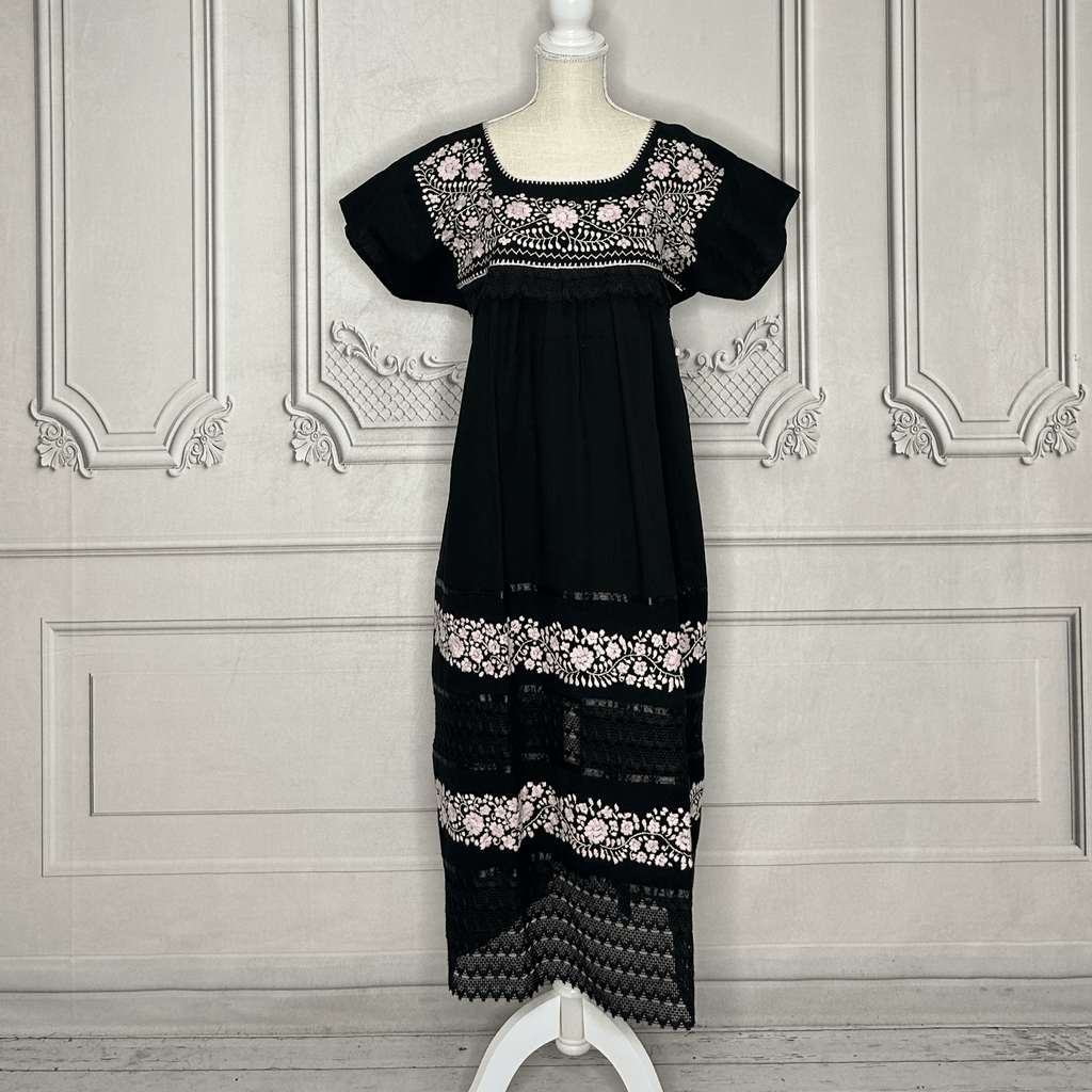 Puebla Mexican Double Laced  Midi Dress Dress Puebla Mexican Double Laced  Midi Dress Dress