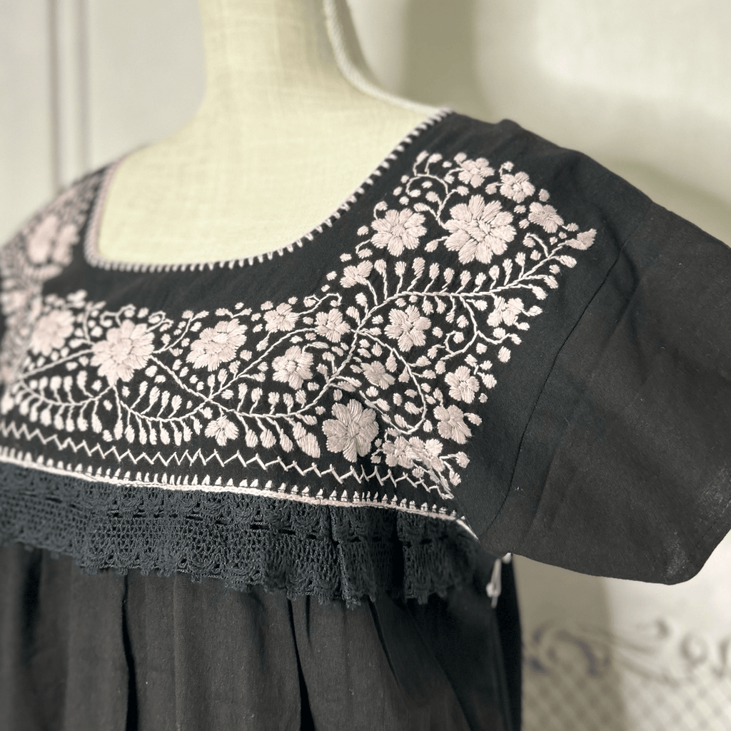 Puebla Mexican Double Laced  Midi Dress Dress Puebla Mexican Double Laced  Midi Dress Dress