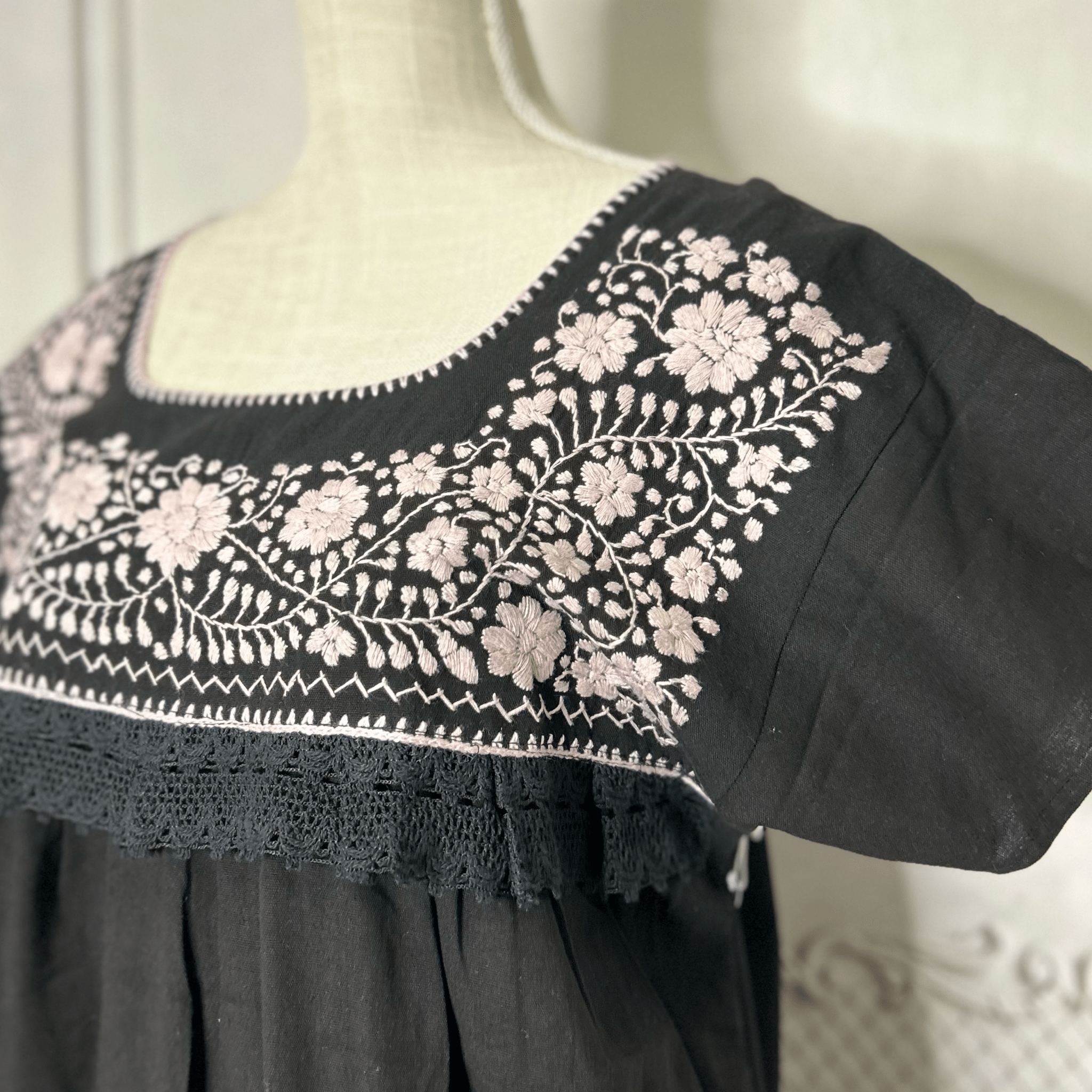 Puebla Mexican Double Laced  Midi Dress Dress Puebla Mexican Double Laced  Midi Dress Dress