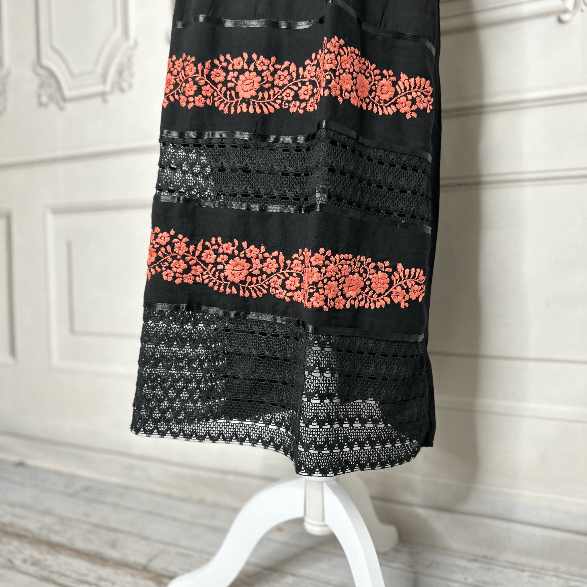 Puebla Mexican Double Laced  Midi Dress Dress Puebla Mexican Double Laced  Midi Dress Dress