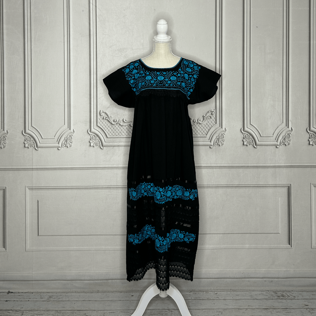 Puebla Mexican Double Laced  Midi Dress Dress Puebla Mexican Double Laced  Midi Dress Dress