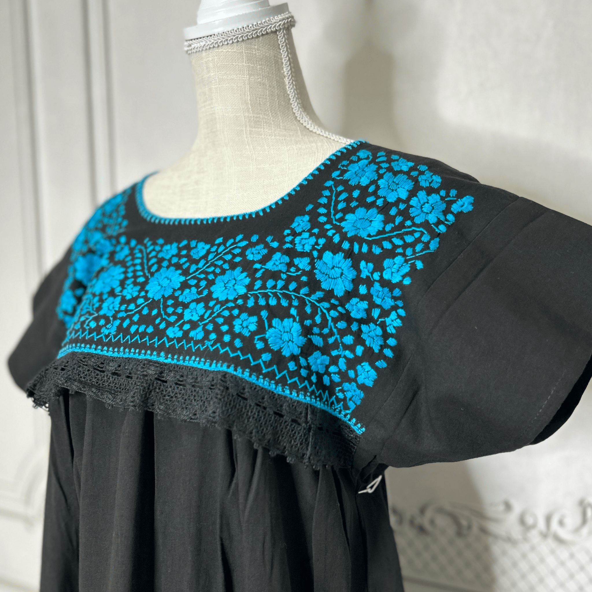 Puebla Mexican Double Laced  Midi Dress Dress Puebla Mexican Double Laced  Midi Dress Dress