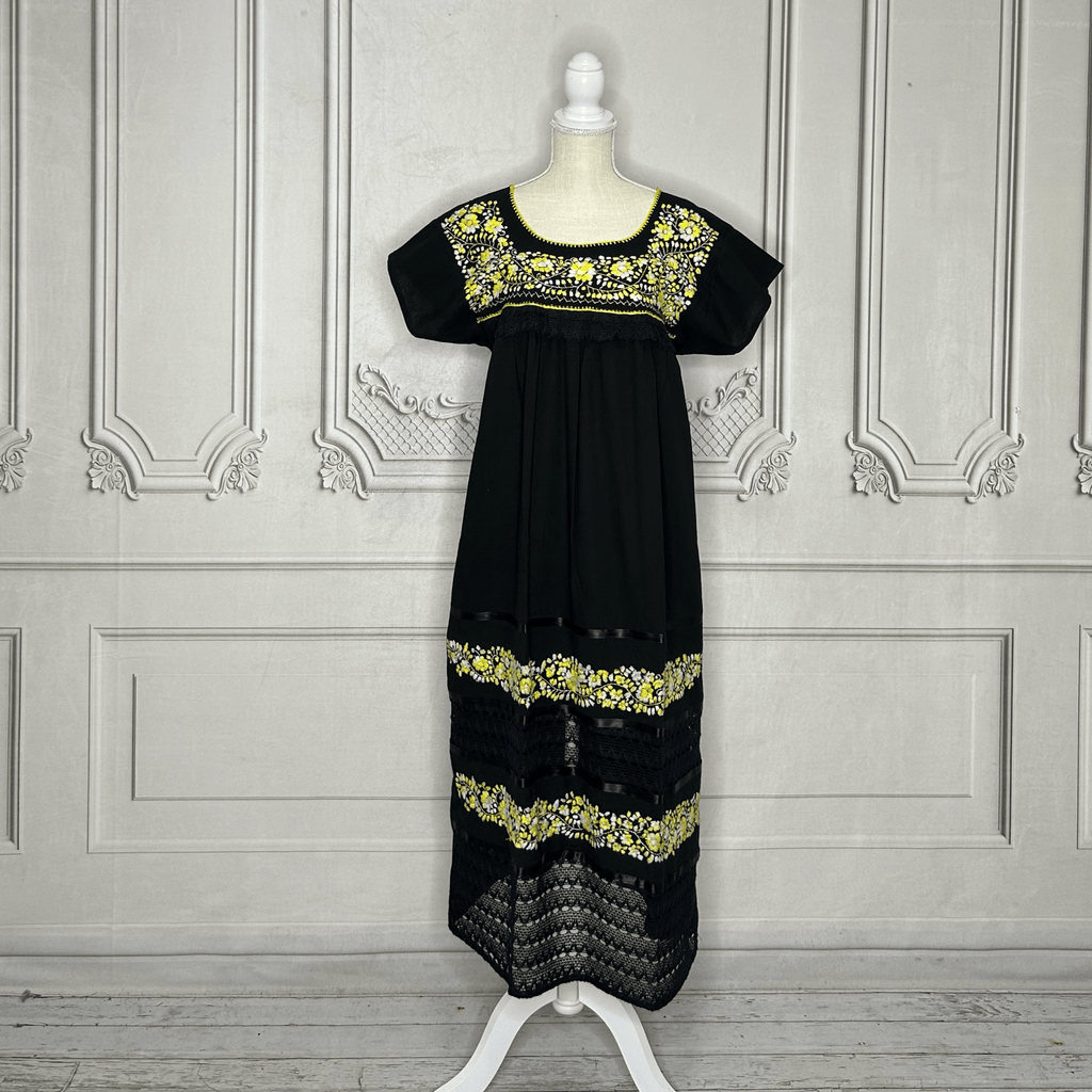 Puebla Mexican Double Laced  Midi Dress Dress Puebla Mexican Double Laced  Midi Dress Dress