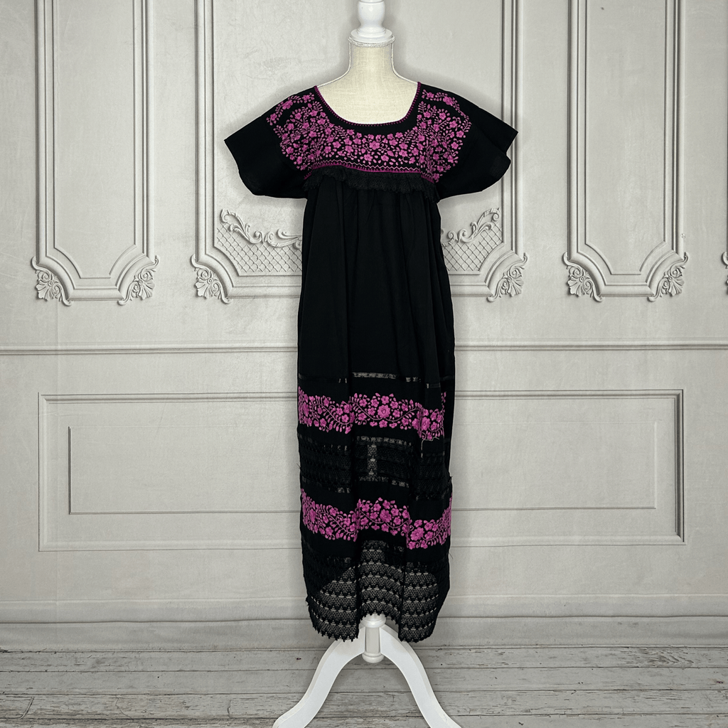 Puebla Mexican Double Laced  Midi Dress Dress Puebla Mexican Double Laced  Midi Dress Dress