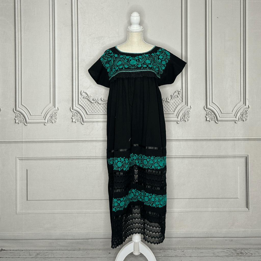 Puebla Mexican Double Laced  Midi Dress Dress Puebla Mexican Double Laced  Midi Dress Dress