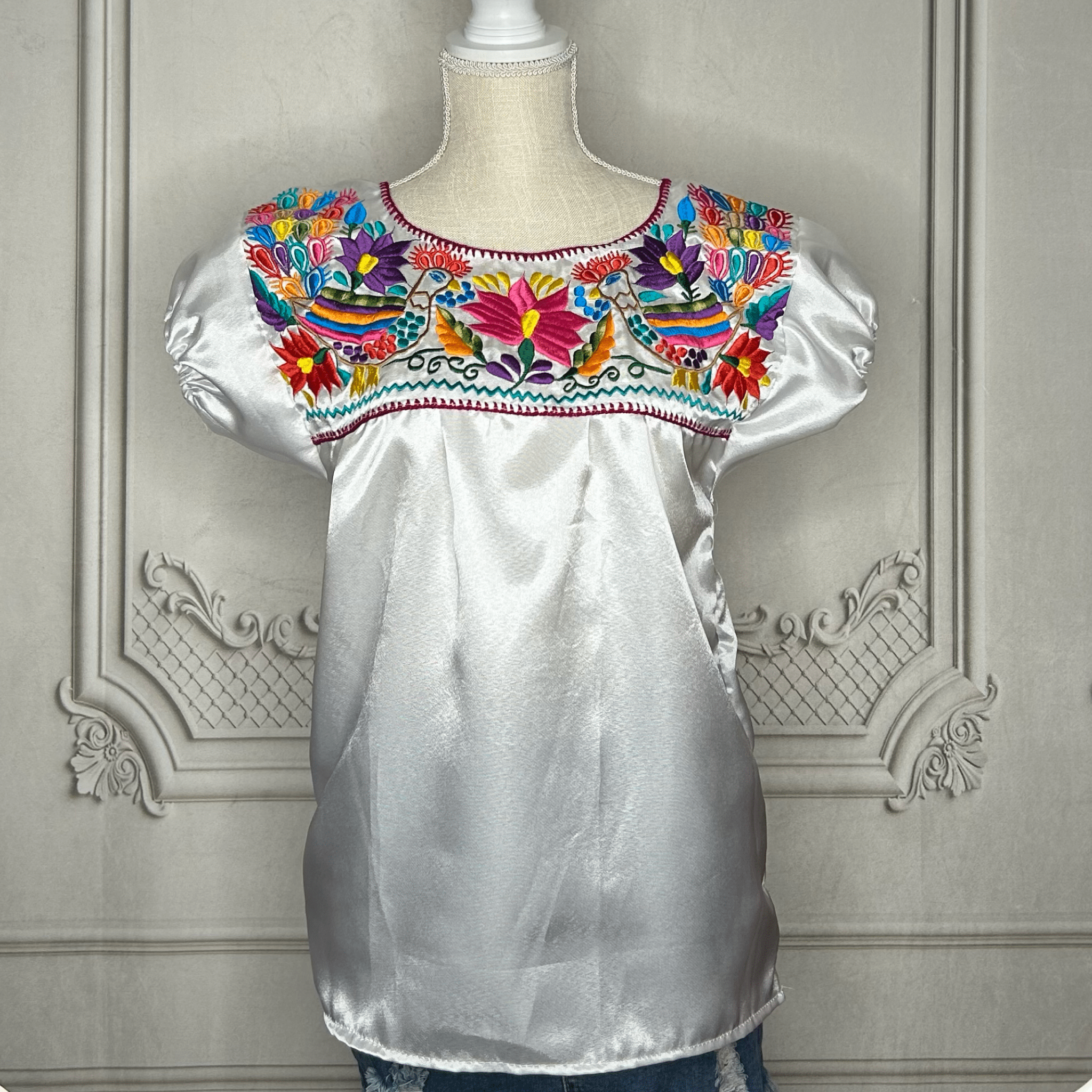 Puebla Mexican Satin Blouse for Women