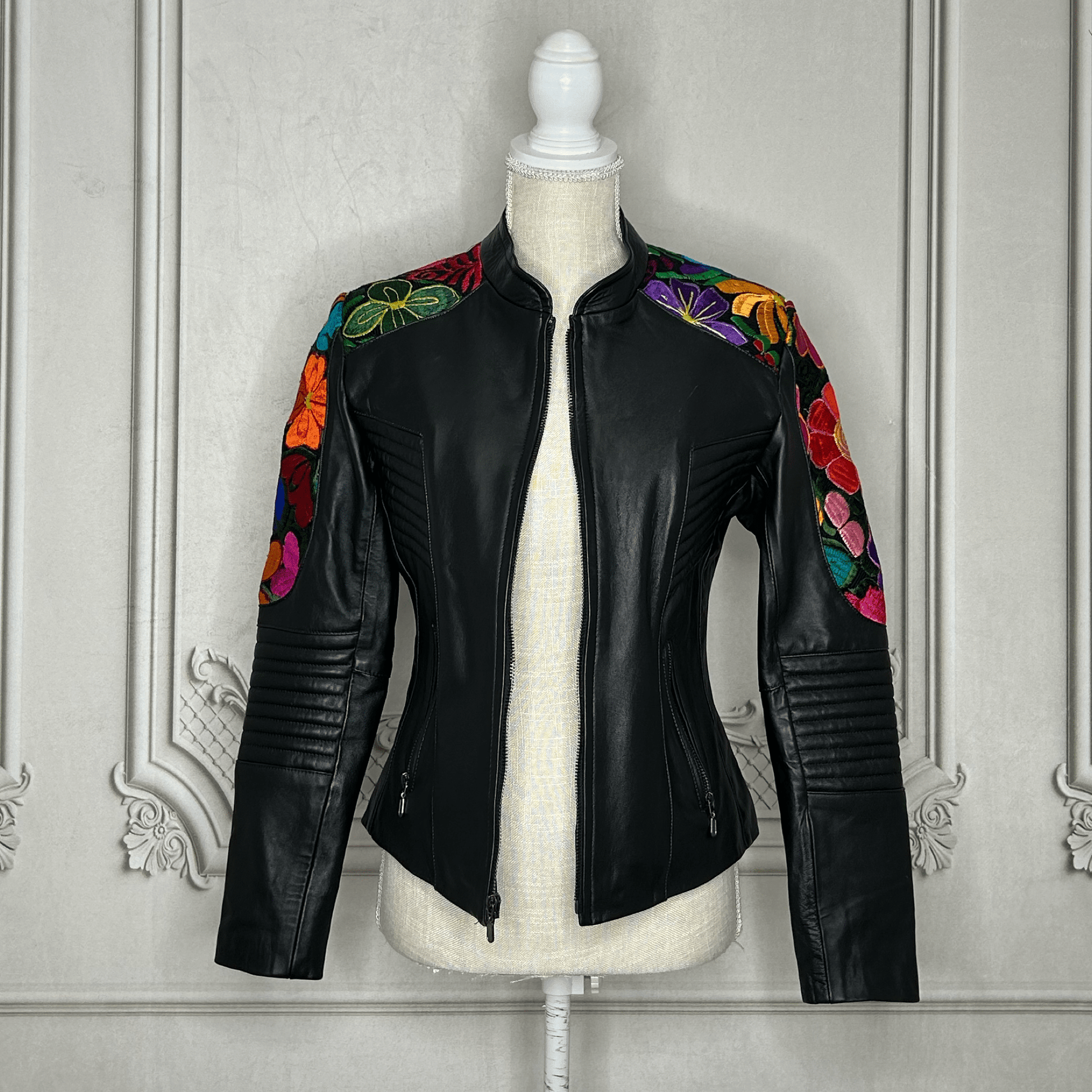 Quilted Leather Jacket - Zinia Embroidery