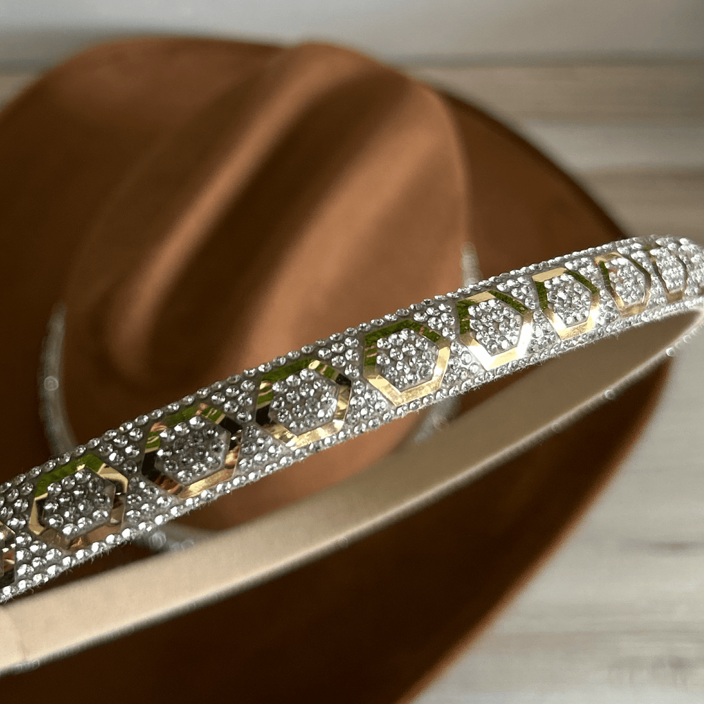 Rhinestone Bling Hat Band - Gold 1 Rhinestone Bling Hat Band - Gold 1