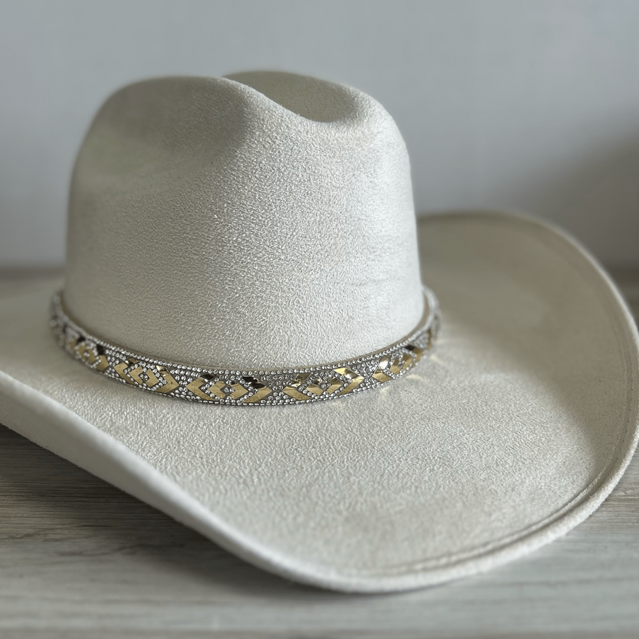 Rhinestone Bling Hat Band - Gold 2 Rhinestone Bling Hat Band - Gold 2