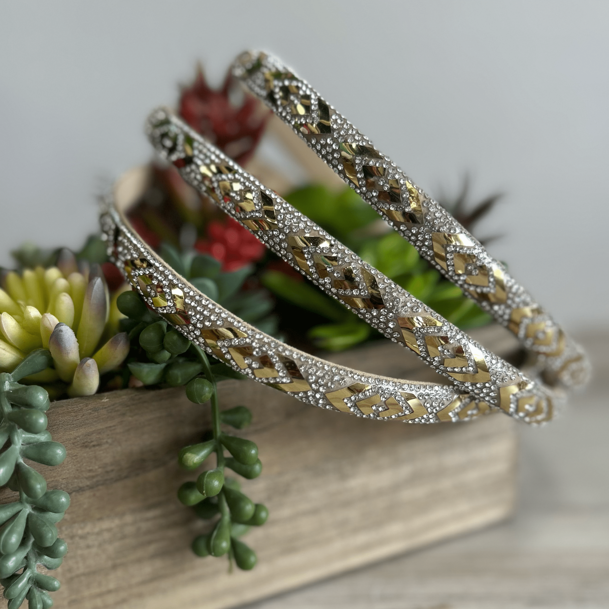 Rhinestone Bling Hat Band - Gold 2 Rhinestone Bling Hat Band - Gold 2