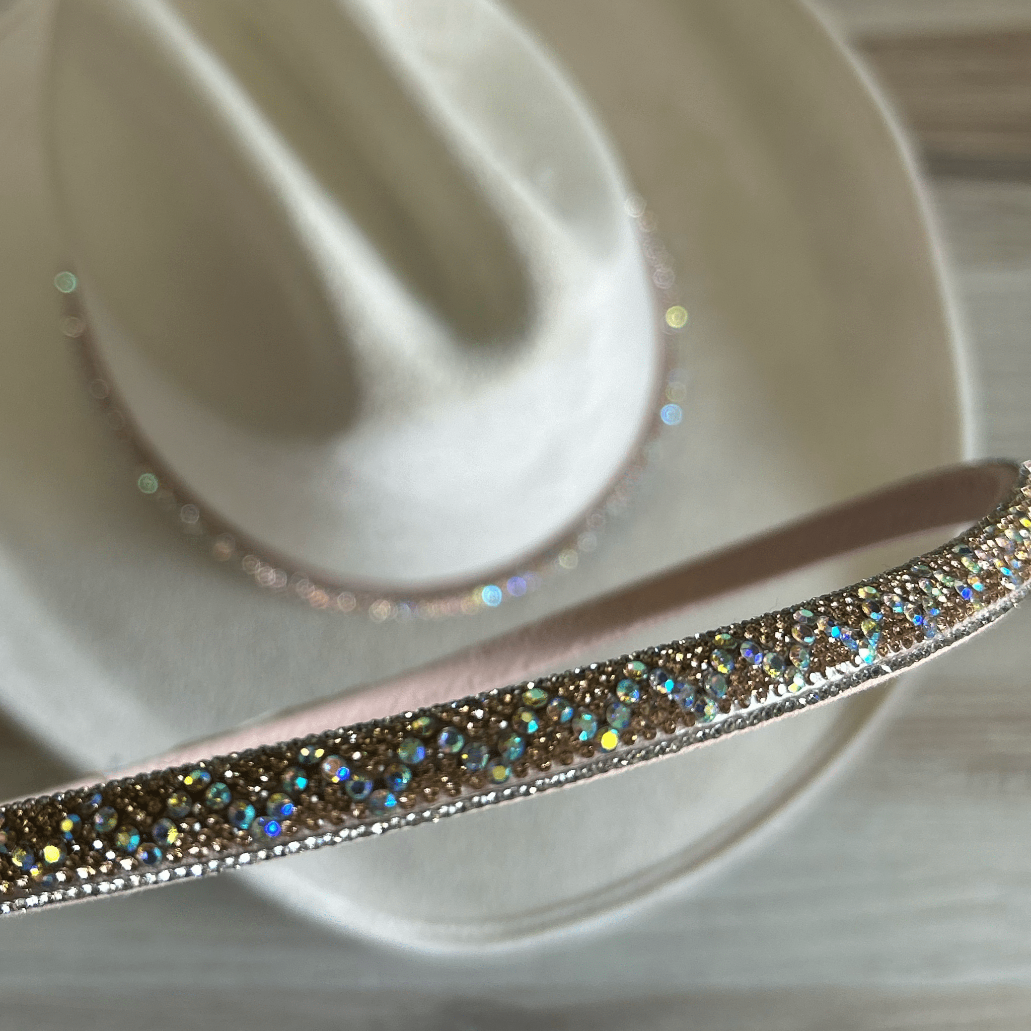 Rhinestone Bling Hat Band - Rose Gold 1 Rhinestone Bling Hat Band - Rose Gold 1