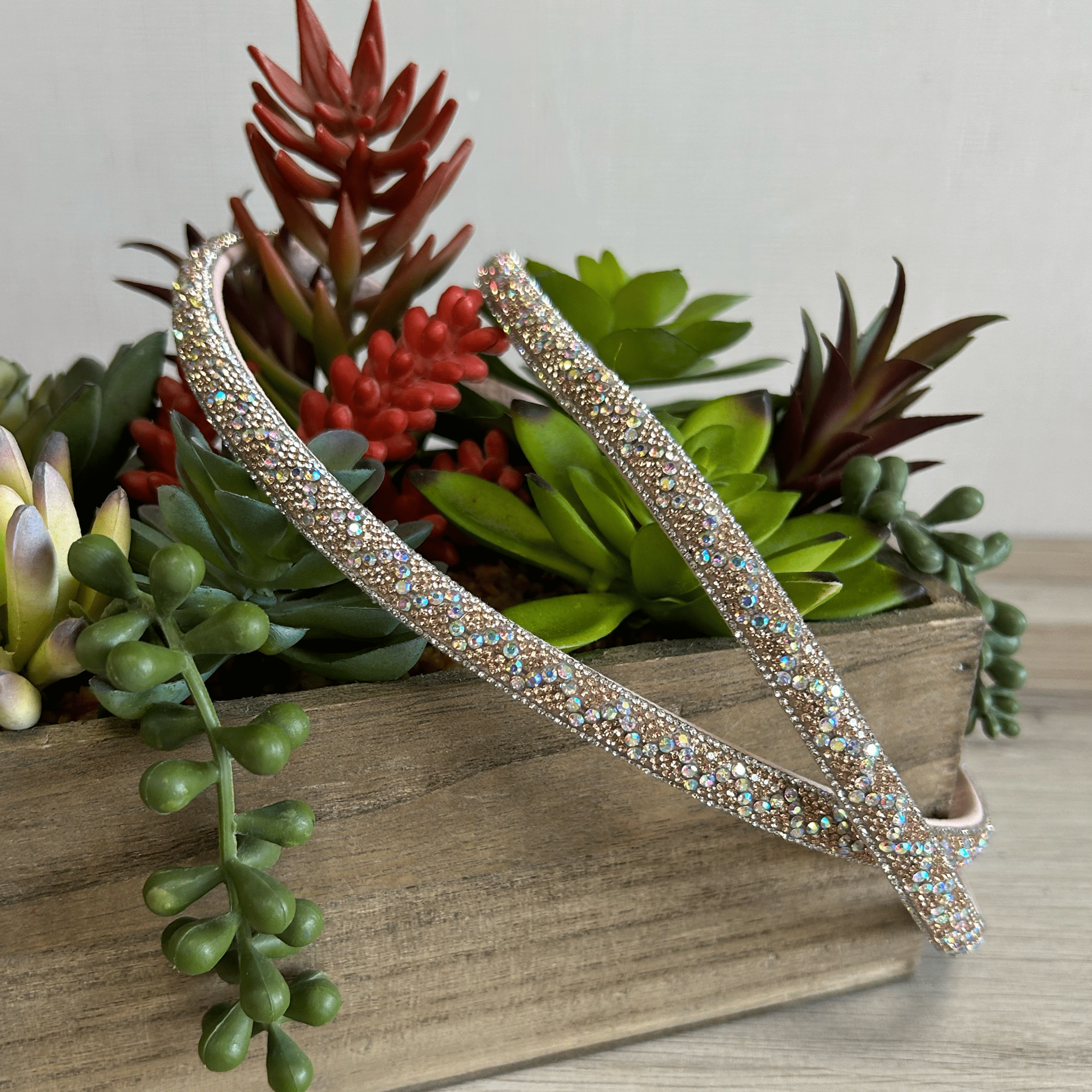 Rhinestone Bling Hat Band - Rose Gold 1 Rhinestone Bling Hat Band - Rose Gold 1