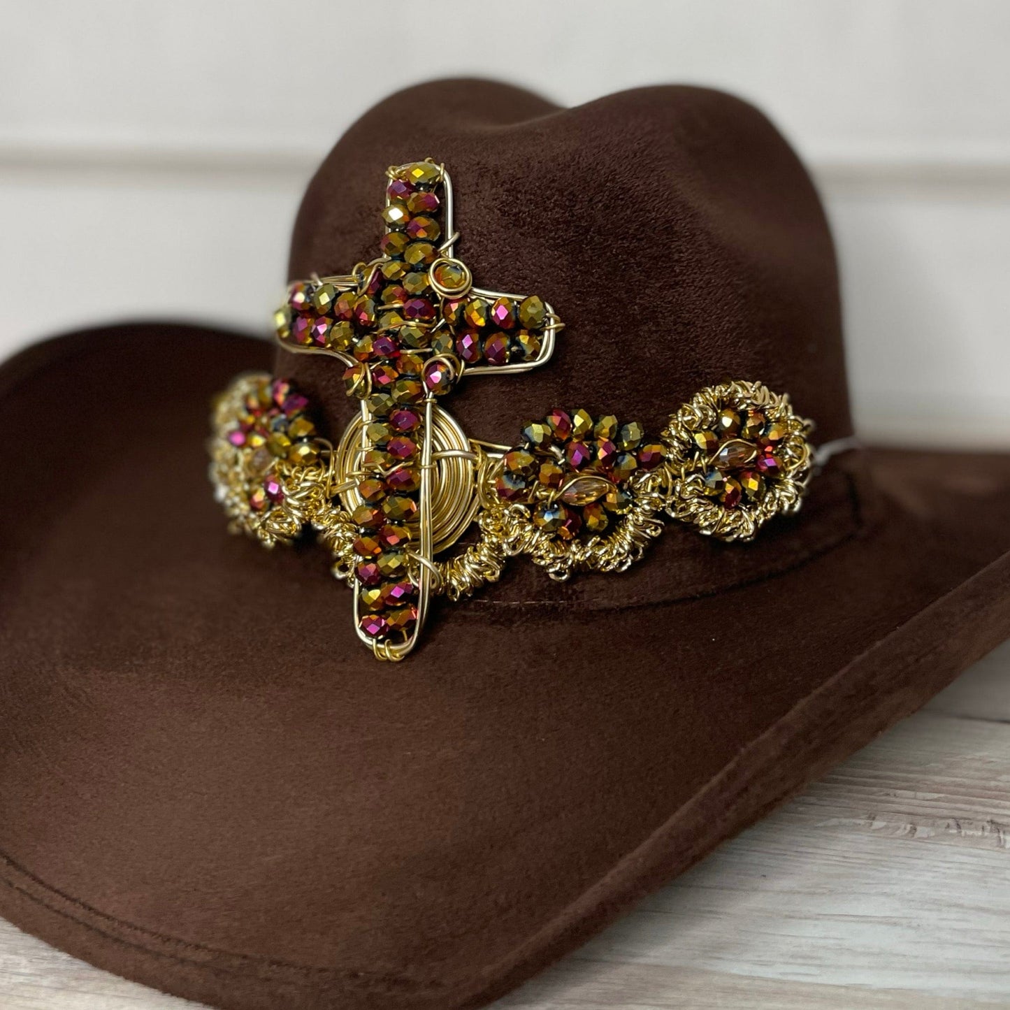 Rhinestone Cross Hat Band