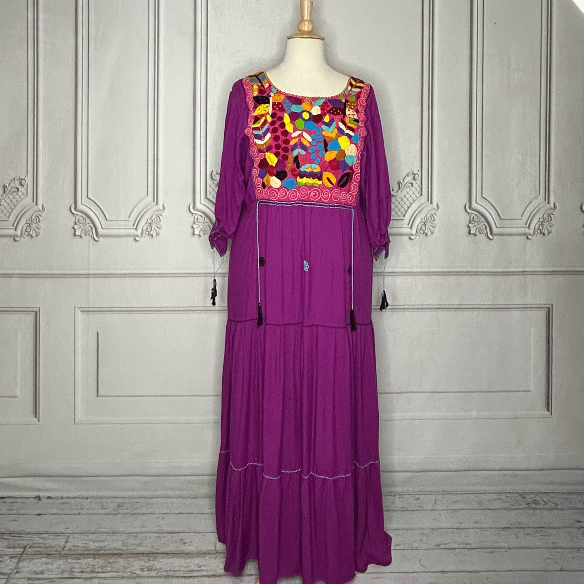 Rococo 3/4 Sleeve Tiered Maxi Dress - Plus Rococo 3/4 Sleeve Tiered Maxi Dress - Plus