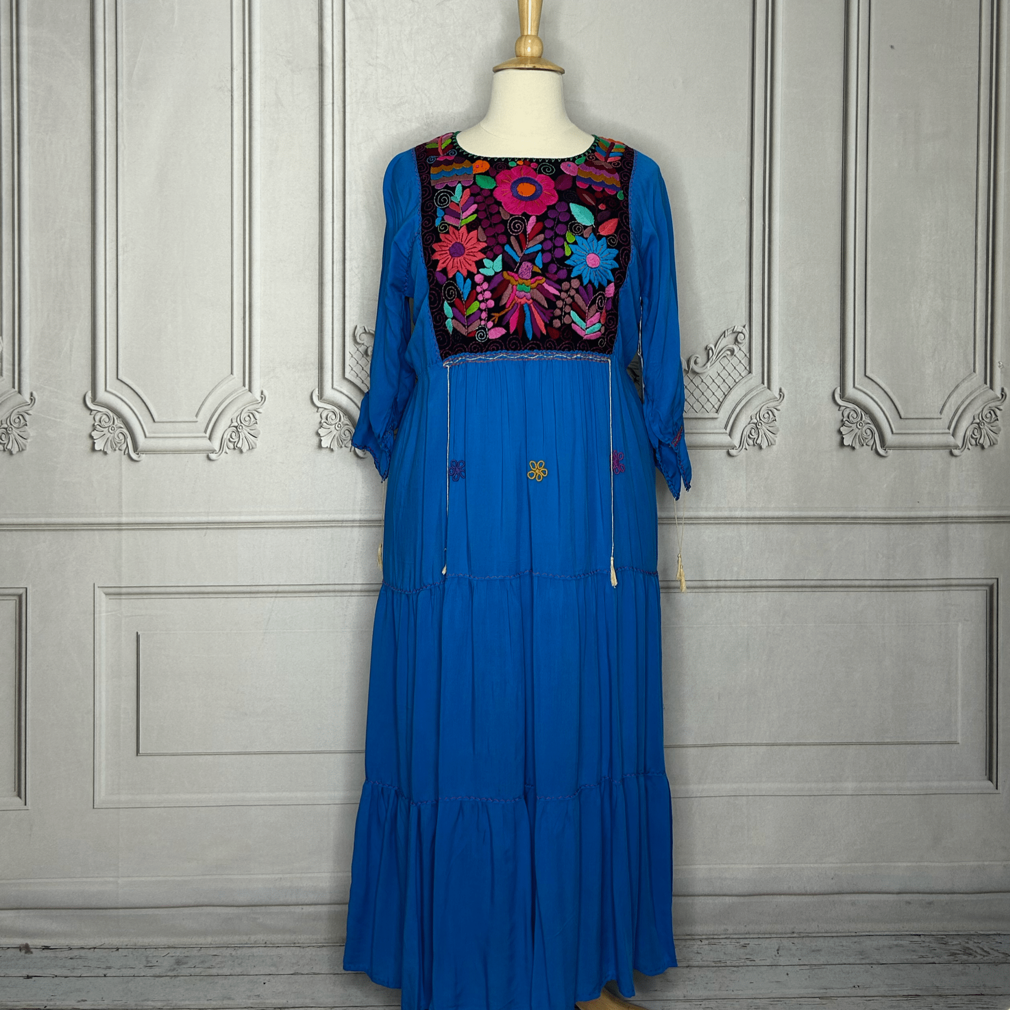 Rococo 3/4 Sleeve Tiered Maxi Dress - Plus Rococo 3/4 Sleeve Tiered Maxi Dress - Plus