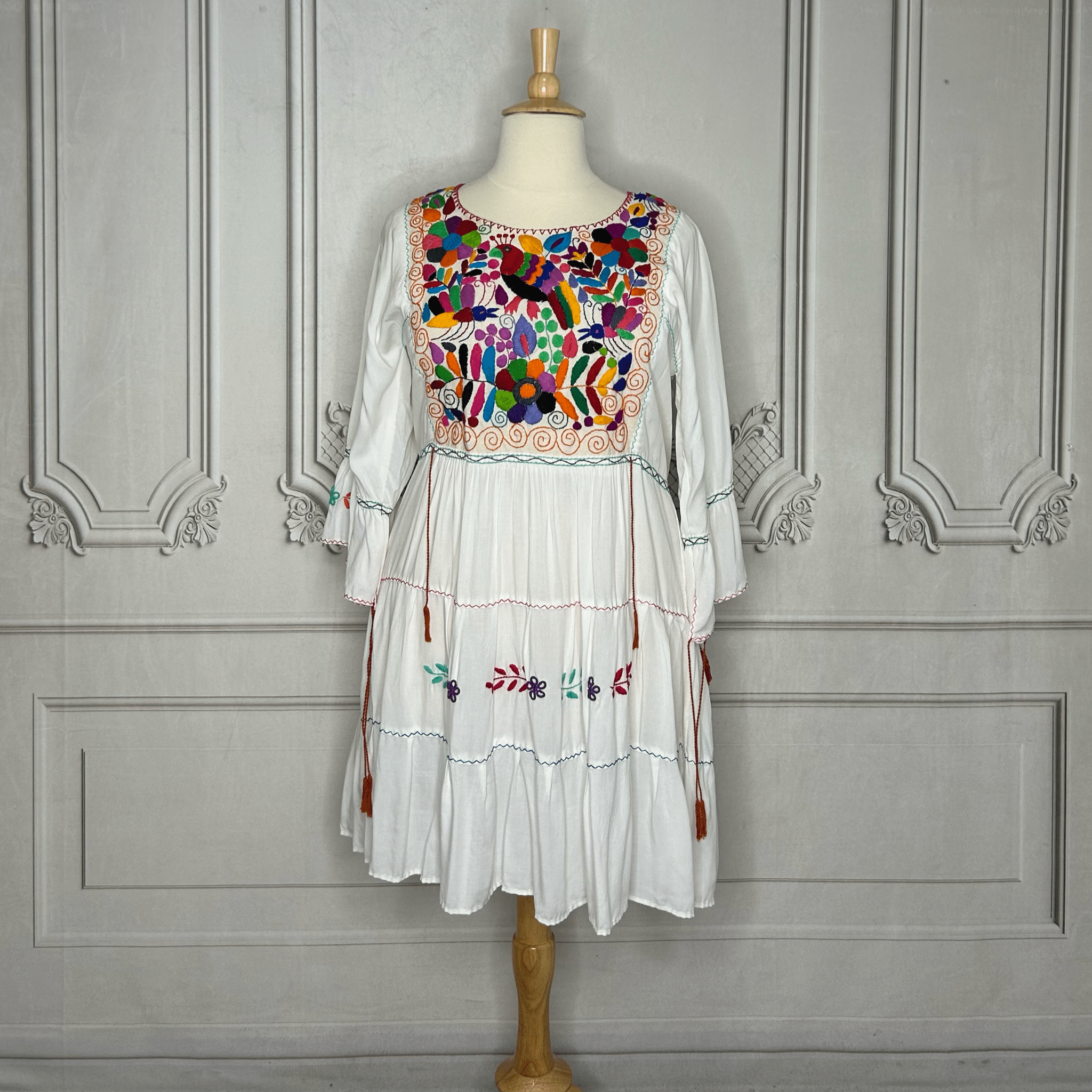 Rococo 3/4 Sleeve Tiered Mini Dress - Plus Rococo 3/4 Sleeve Tiered Mini Dress - Plus