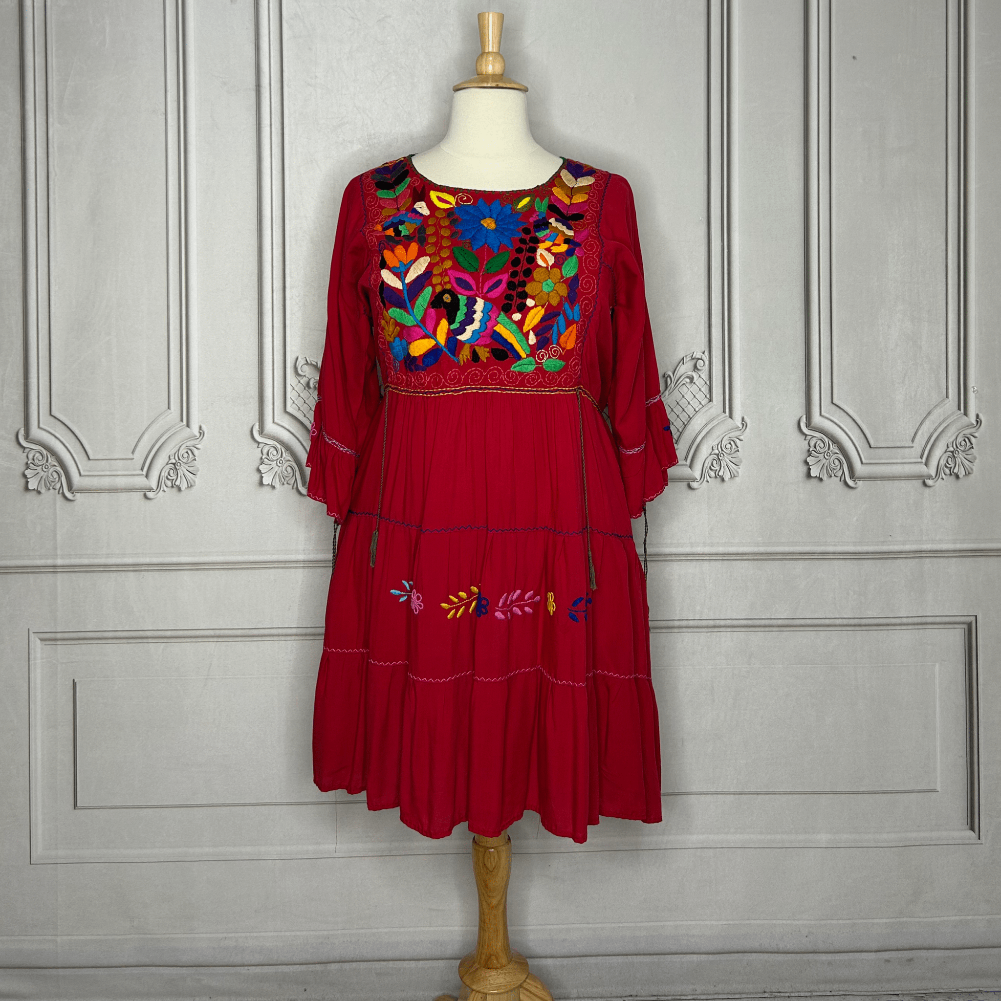 Rococo 3/4 Sleeve Tiered Mini Dress - Plus Rococo 3/4 Sleeve Tiered Mini Dress - Plus