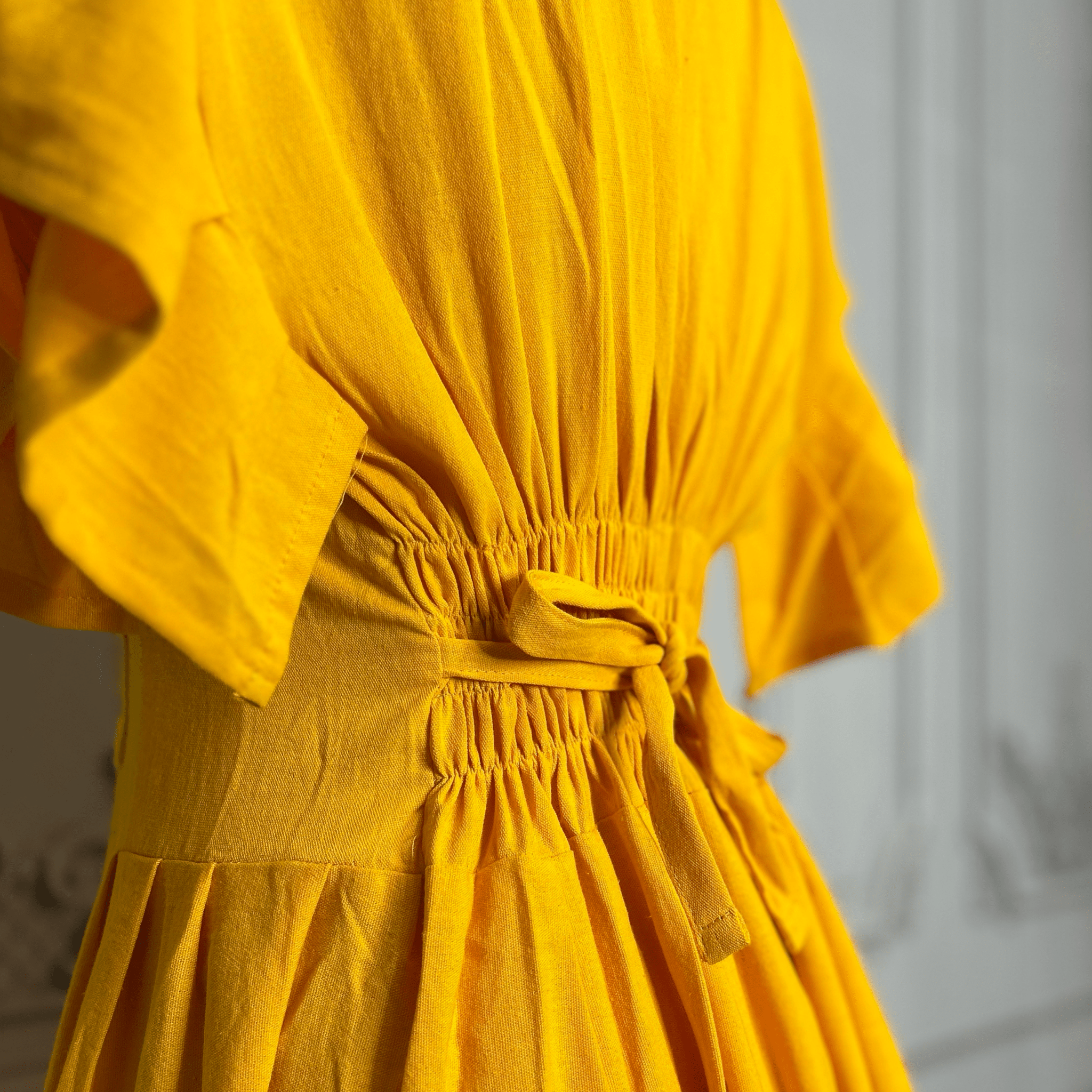 Rococo Butterfly Sleeve Midi Dress - Gold Rococo Butterfly Sleeve Midi Dress - Gold