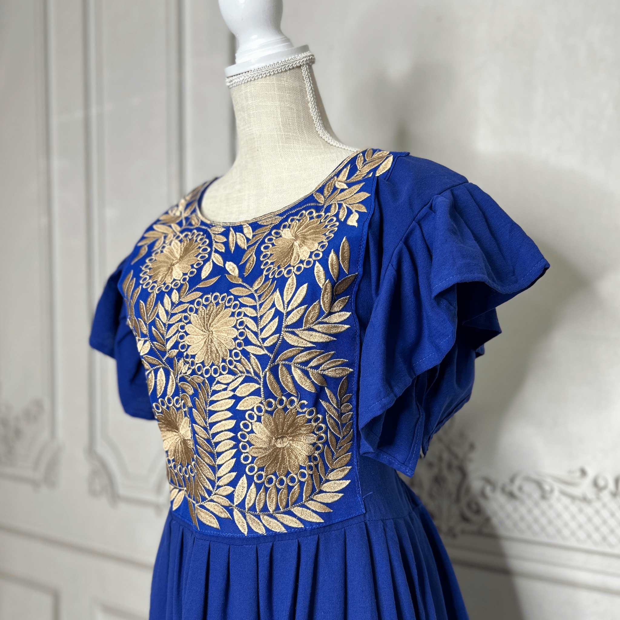 Rococo Butterfly Sleeve Midi Dress - Gold Rococo Butterfly Sleeve Midi Dress - Gold