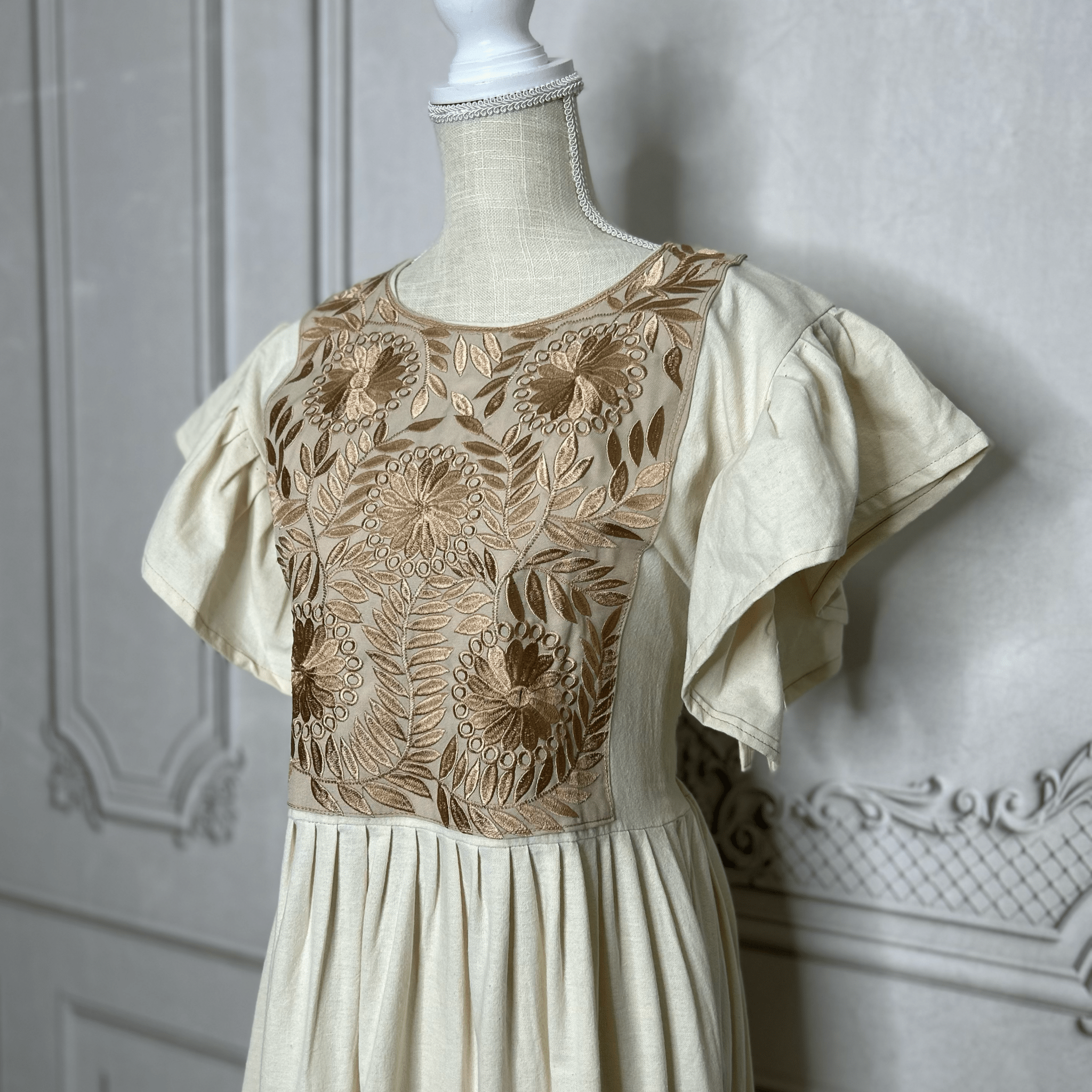 Rococo Butterfly Sleeve Midi Dress - Gold Rococo Butterfly Sleeve Midi Dress - Gold