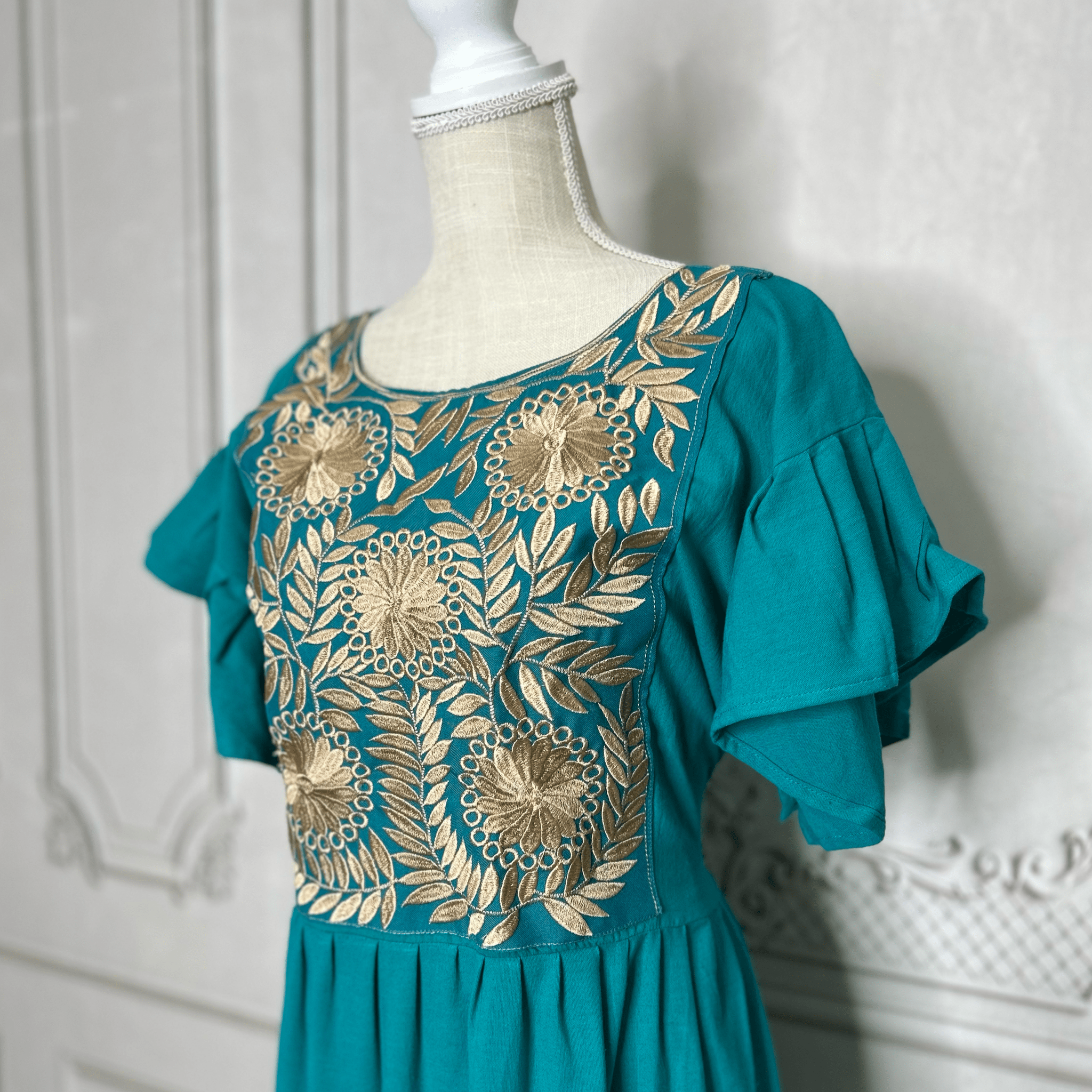 Rococo Butterfly Sleeve Midi Dress - Gold Rococo Butterfly Sleeve Midi Dress - Gold