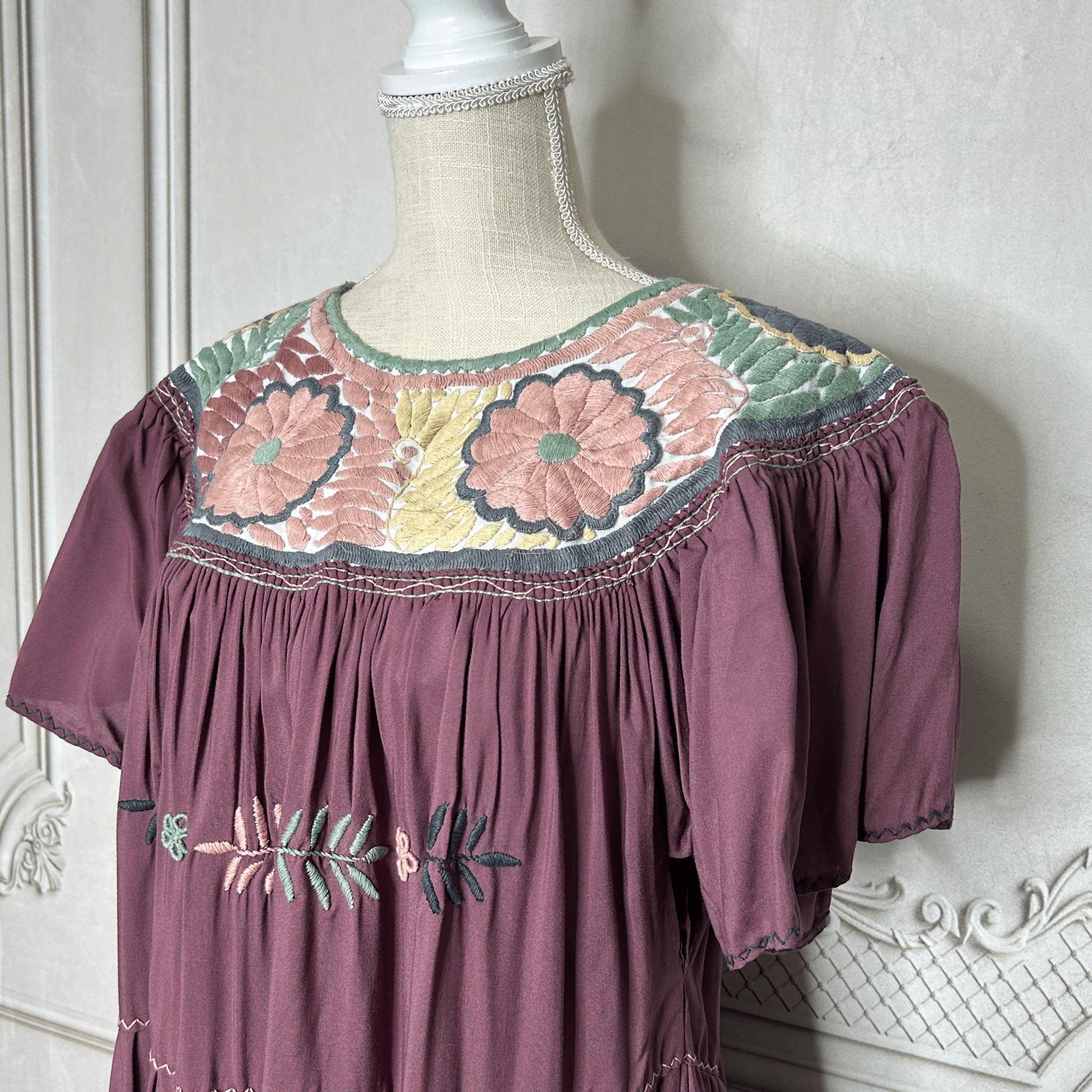 Rococo Butterfly Sleeve Tiered Midi Dress - Round Neck Rococo Butterfly Sleeve Tiered Midi Dress - Round Neck