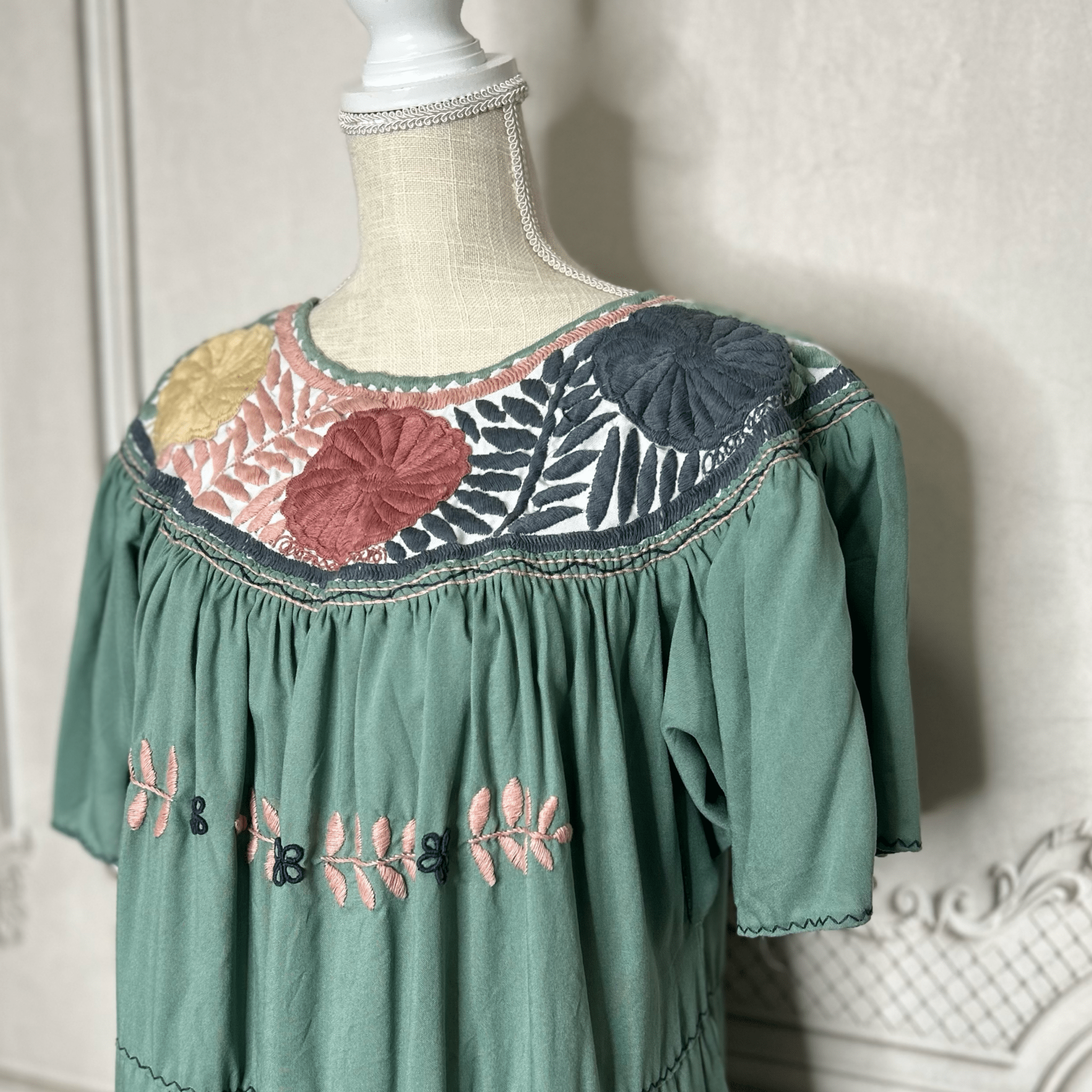 Rococo Butterfly Sleeve Tiered Midi Dress - Round Neck Rococo Butterfly Sleeve Tiered Midi Dress - Round Neck