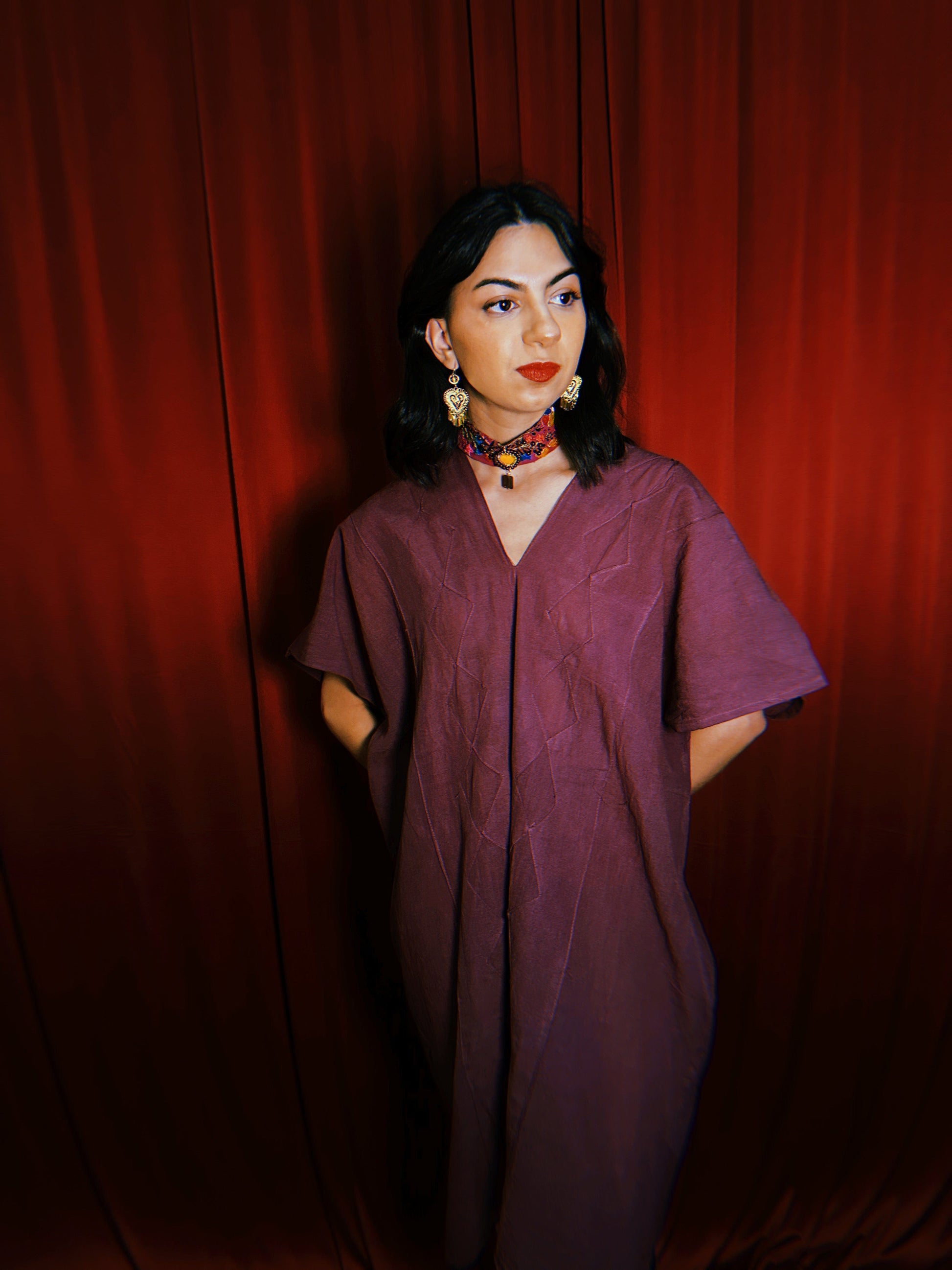 Rombo Gauze V-Neck Short Dress Rombo Gauze V-Neck Short Dress