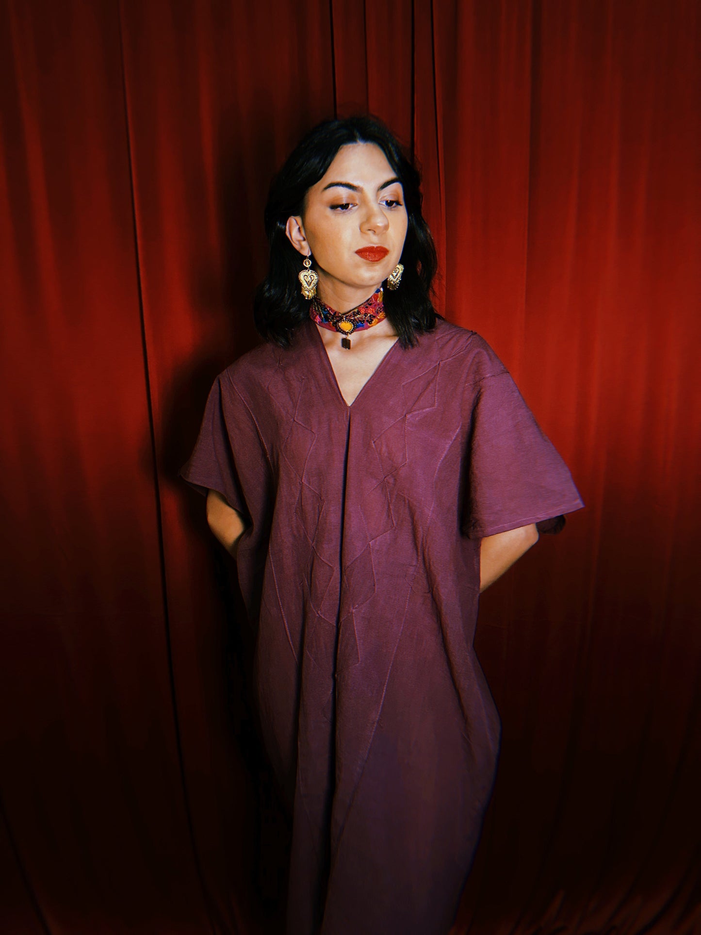 Rombo Gauze V-Neck Short Dress Rombo Gauze V-Neck Short Dress