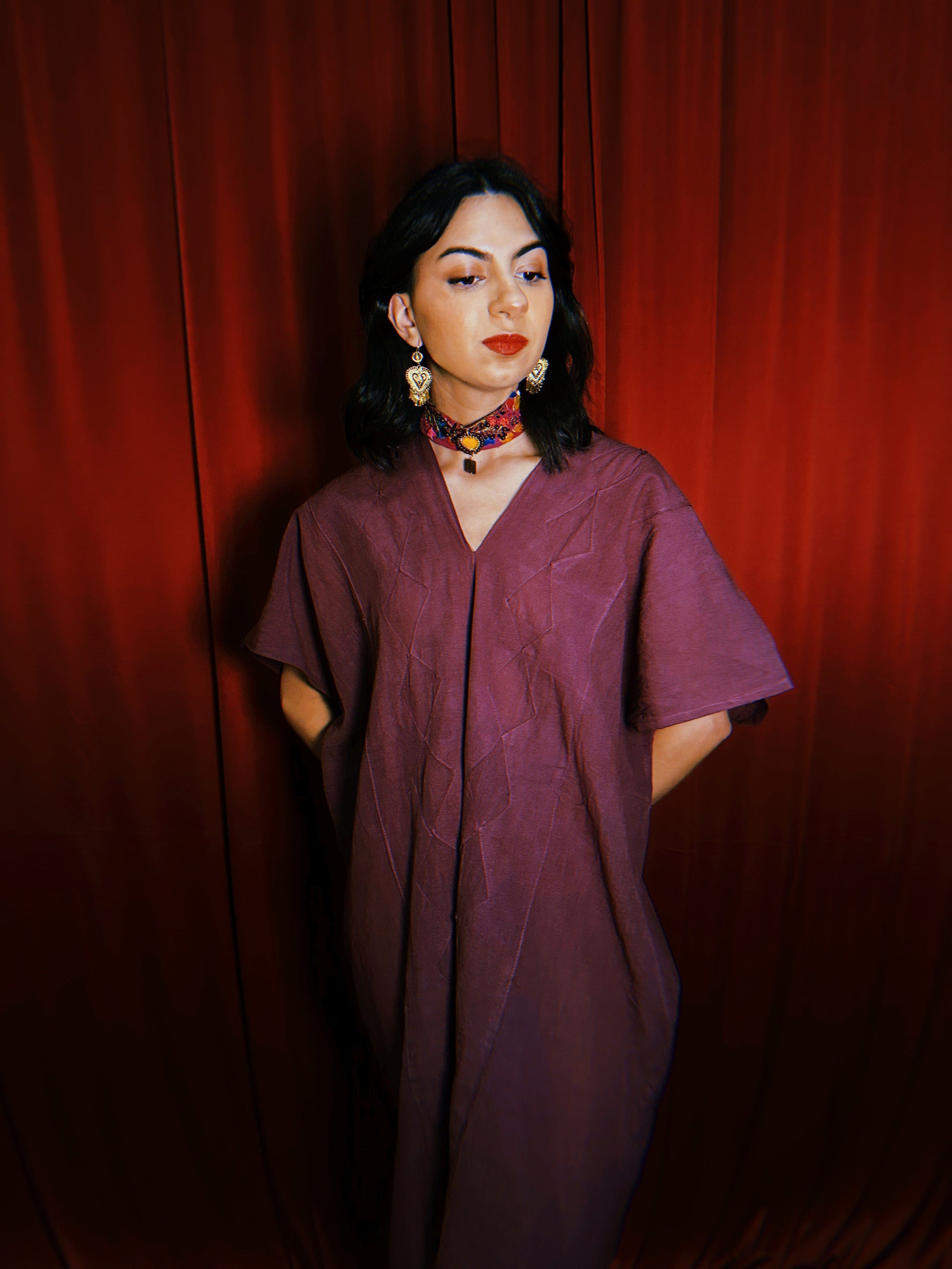 Rombo Gauze V-Neck Short Dress Rombo Gauze V-Neck Short Dress