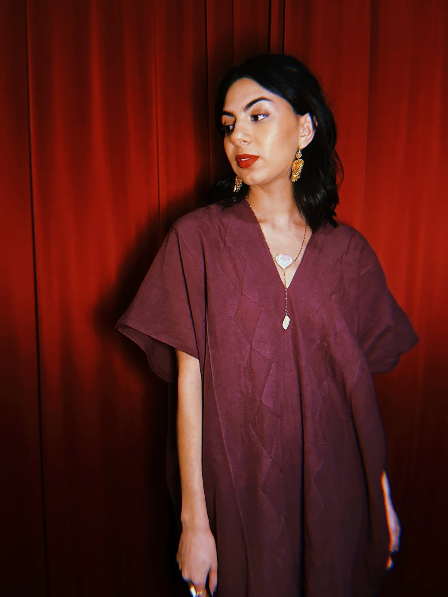 Rombo Gauze V-Neck Short Dress Rombo Gauze V-Neck Short Dress