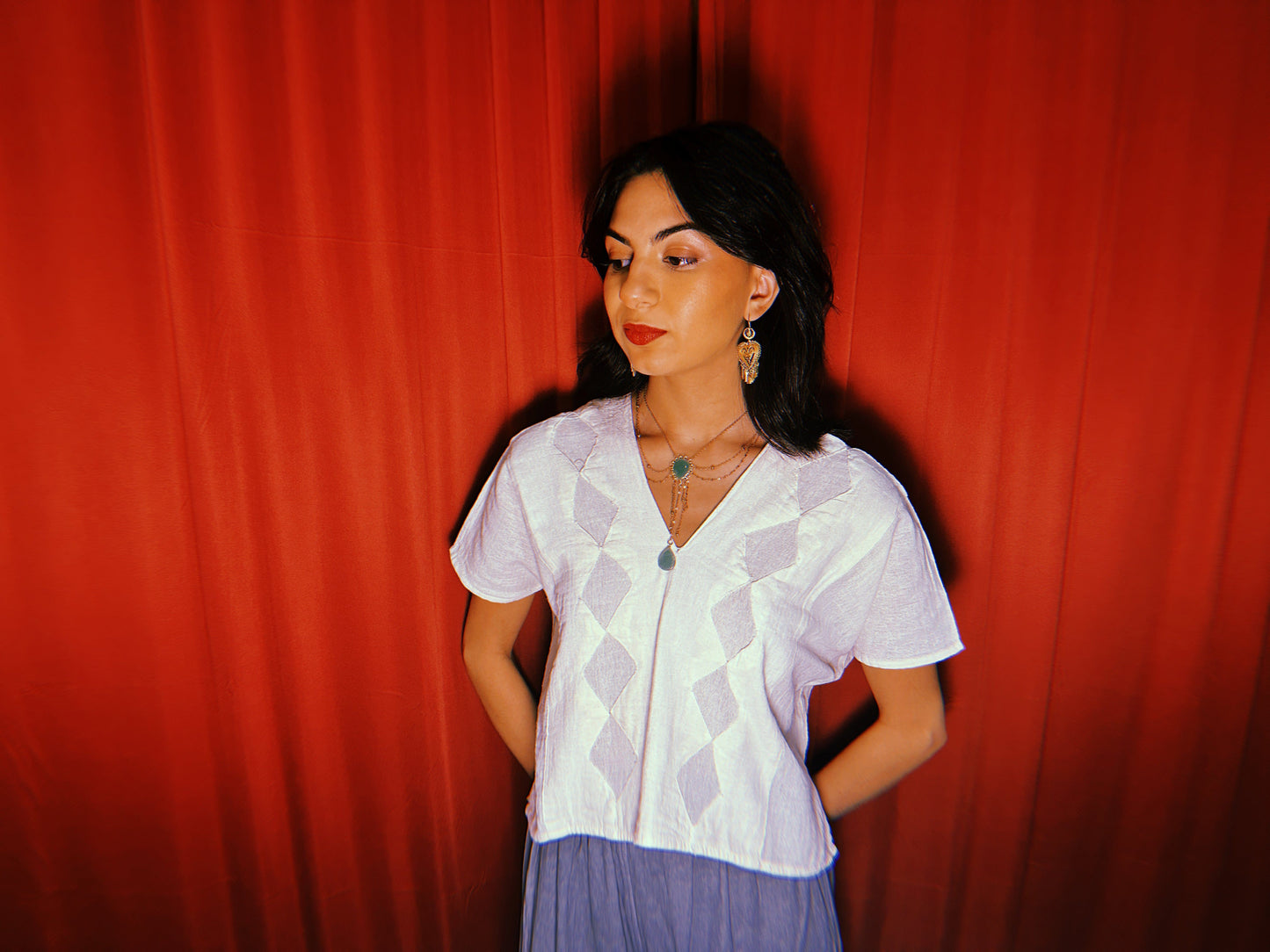 Rombo V-neck Gauze Blouse Rombo V-neck Gauze Blouse