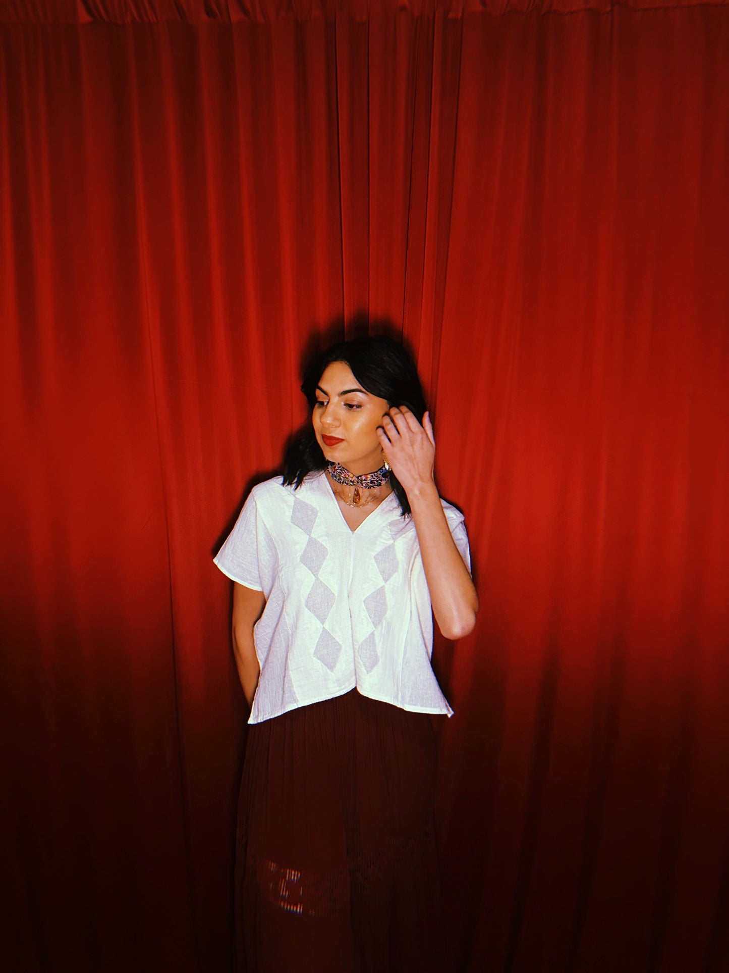 Rombo V-neck Gauze Blouse Rombo V-neck Gauze Blouse