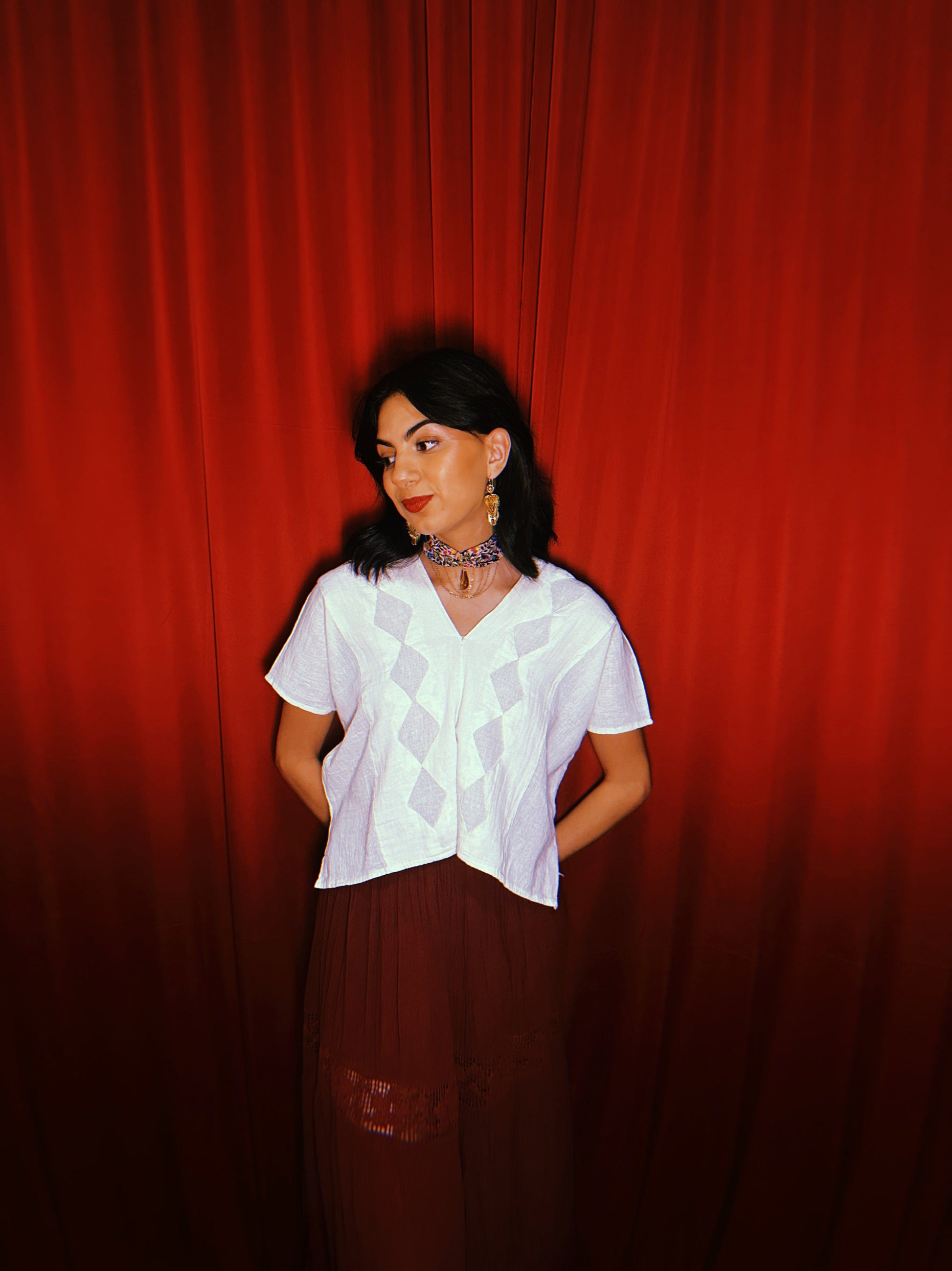 Rombo V-neck Gauze Blouse Rombo V-neck Gauze Blouse