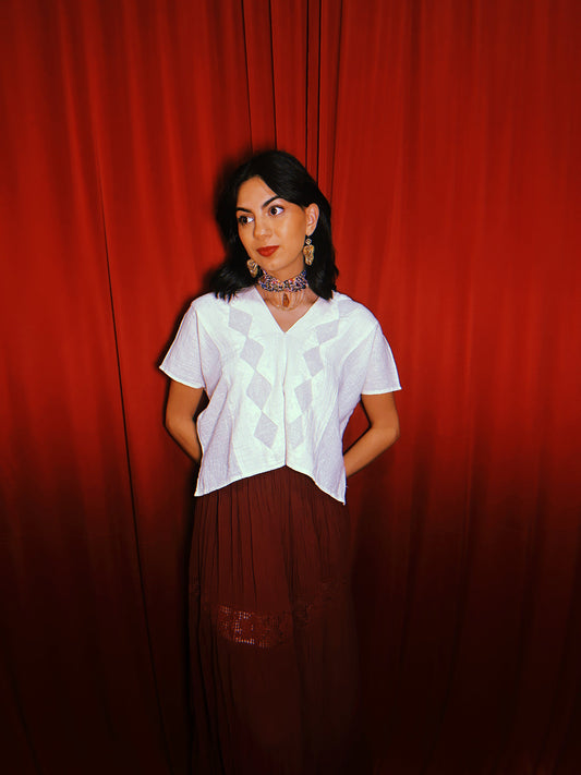 Rombo V-neck Gauze Blouse Rombo V-neck Gauze Blouse