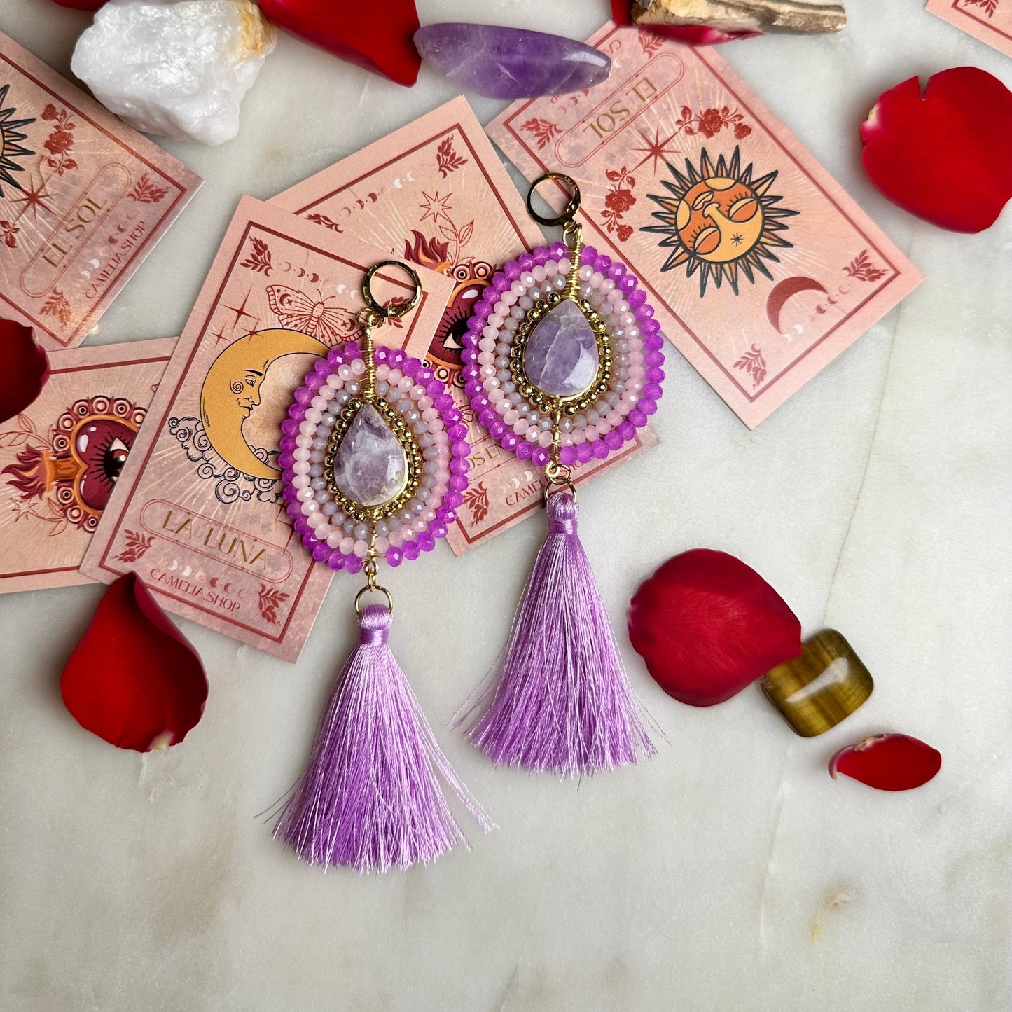 Sacred Crystal Earrings with Tassels Sacred Crystal Earrings with Tassels