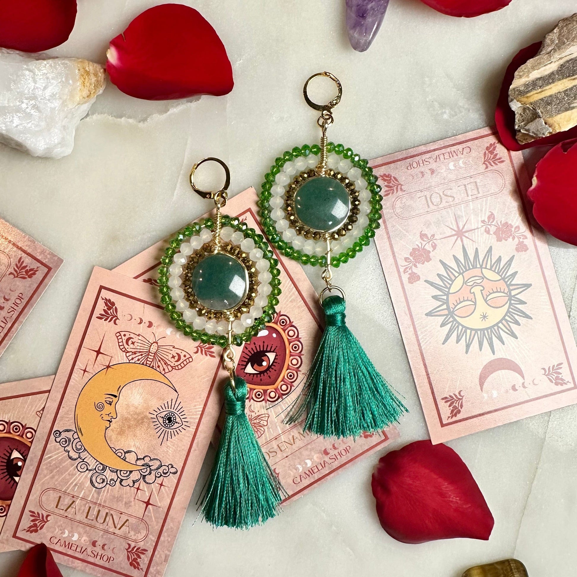 Sacred Crystal Earrings with Tassels Sacred Crystal Earrings with Tassels