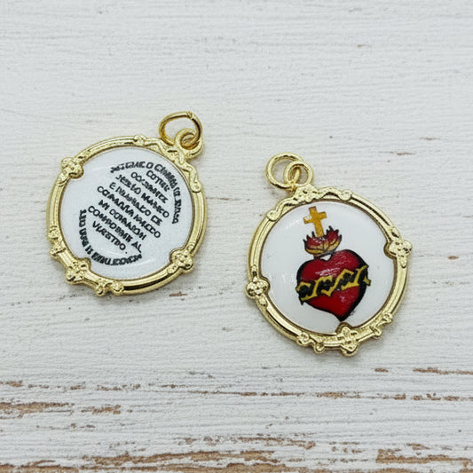 Sacred Heart Milagrito W/ Prayer Charm Sacred Heart Milagrito Charm | Resin | Handmade in Mexico | Camelia