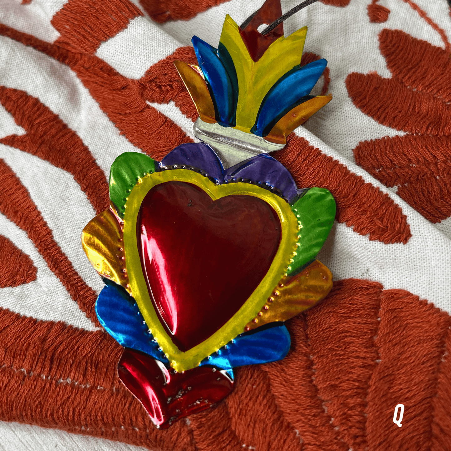 Sacred Heart Tin Ornament - Milagritos de Latón Sacred Heart Tin Ornament - Milagritos de Latón