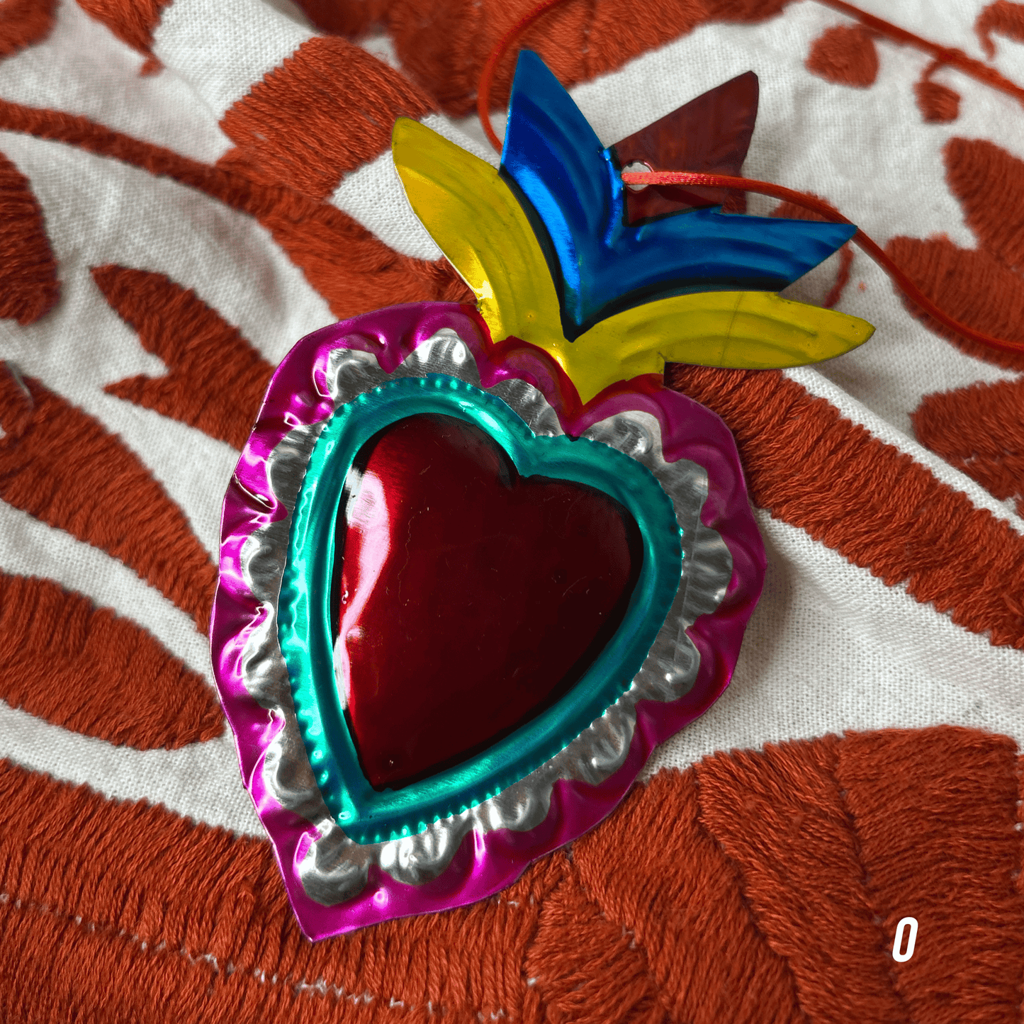 Sacred Heart Tin Ornament - Milagritos de Latón Sacred Heart Tin Ornament - Milagritos de Latón