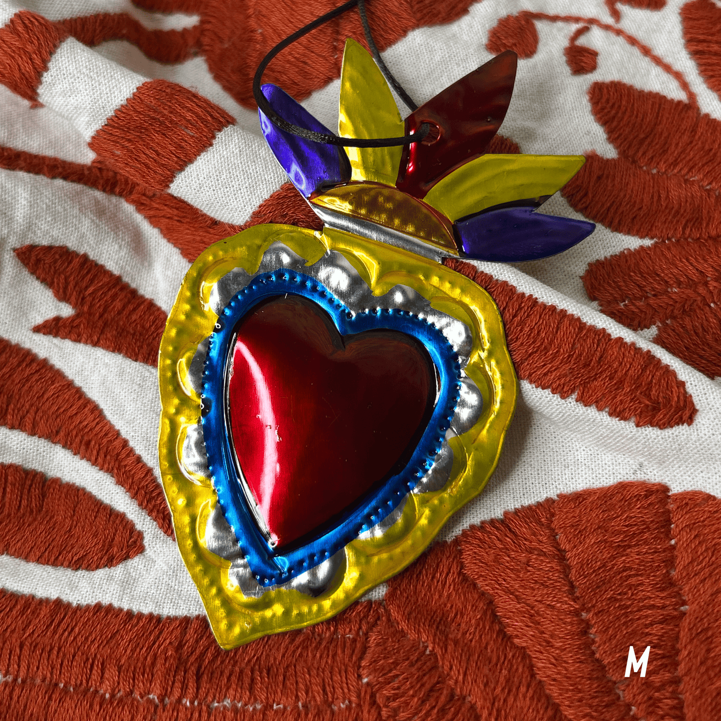 Sacred Heart Tin Ornament - Milagritos de Latón Sacred Heart Tin Ornament - Milagritos de Latón